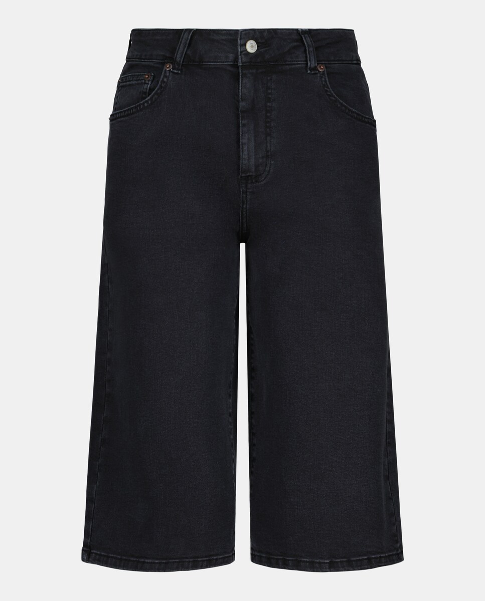 Calças Culotte de Algodão Liso 820 Cinzento Médio-4