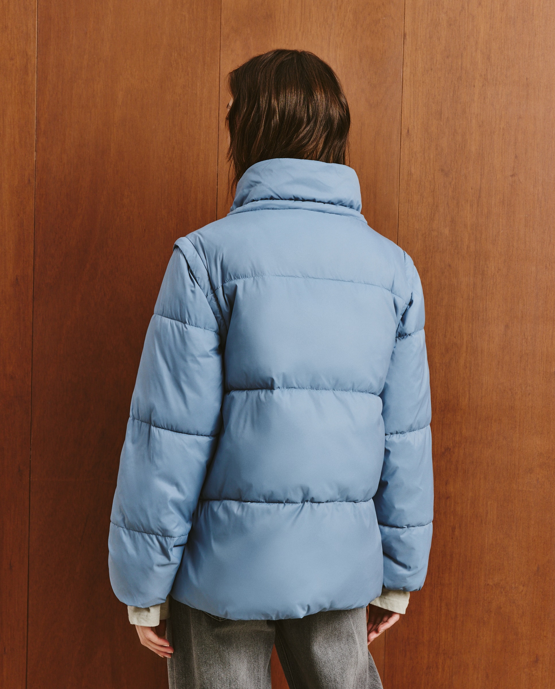 Parka lisa corta de mujer - Southern Cotton - 130 Marfil 400 Azul-4