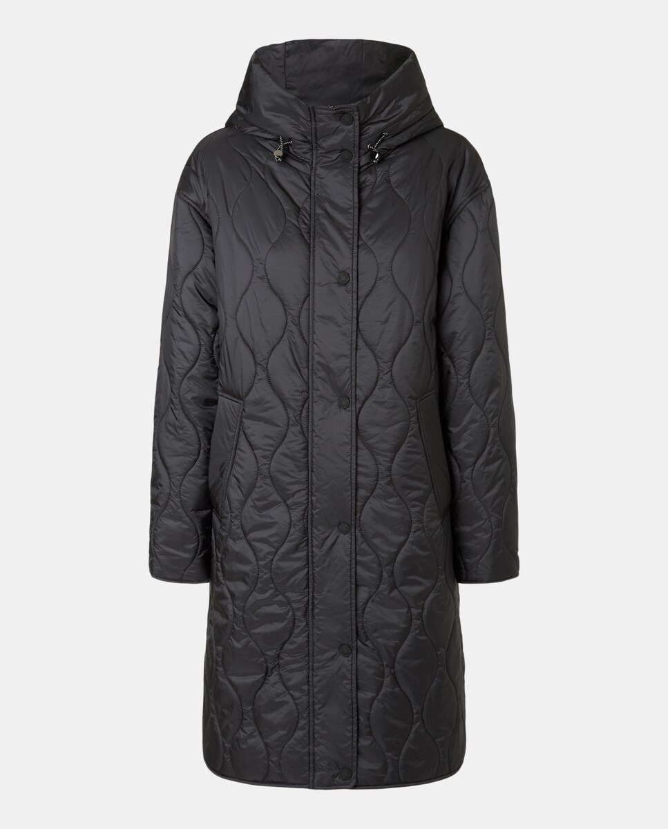 Blusão Acolchoado Liso Comprido Chumbo-5