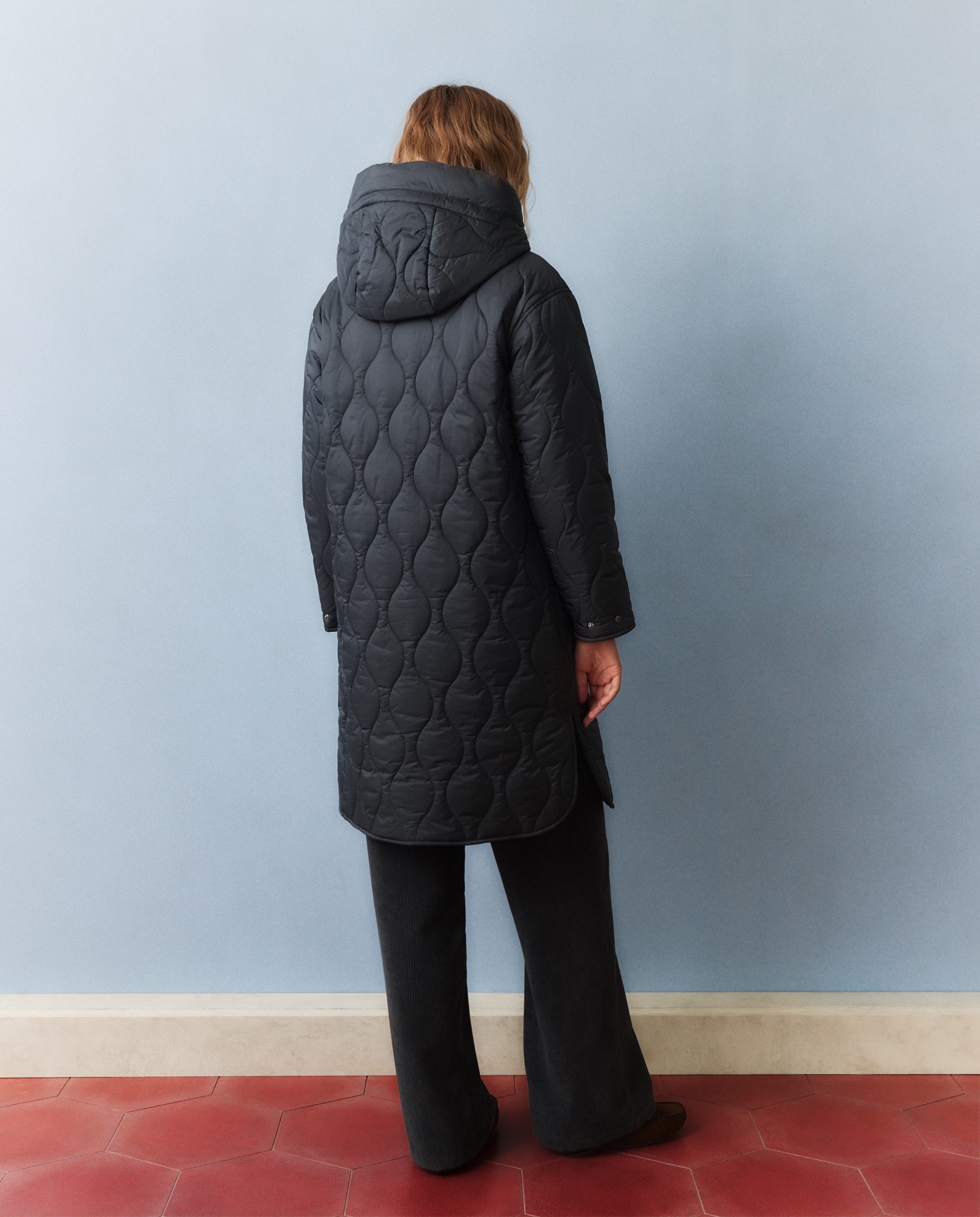 Abrigo largo de mujer acolchado - Southern Cotton - Plomo Plomo-4