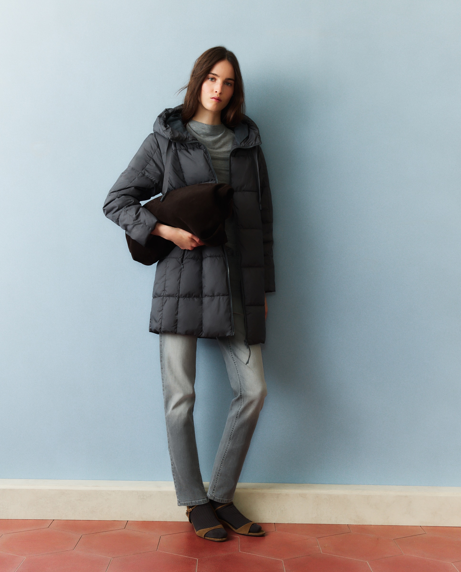 Imagen 2 de Abrigo acolchado de mujer cuadros - Southern Cotton - Plomo Plomo