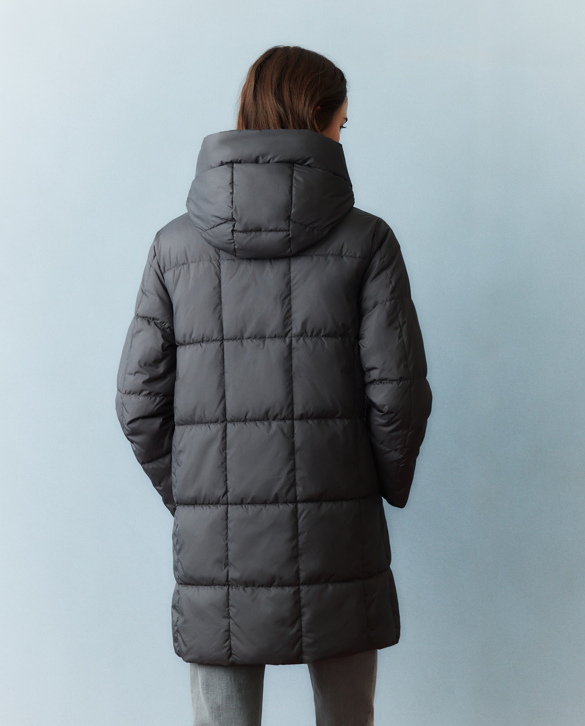 Imagen 3 de Abrigo acolchado de mujer cuadros - Southern Cotton - Plomo Plomo