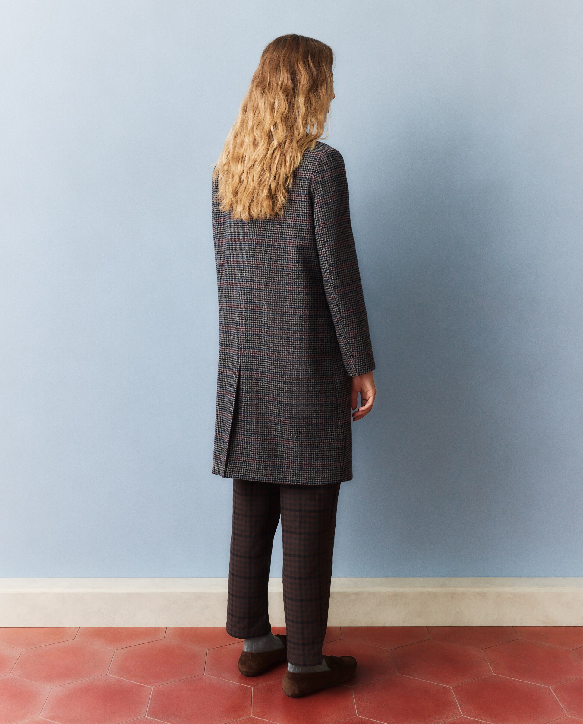 Imagen 3 de Abrigo de mujer una fila cuadros - Southern Cotton - Negro Negro