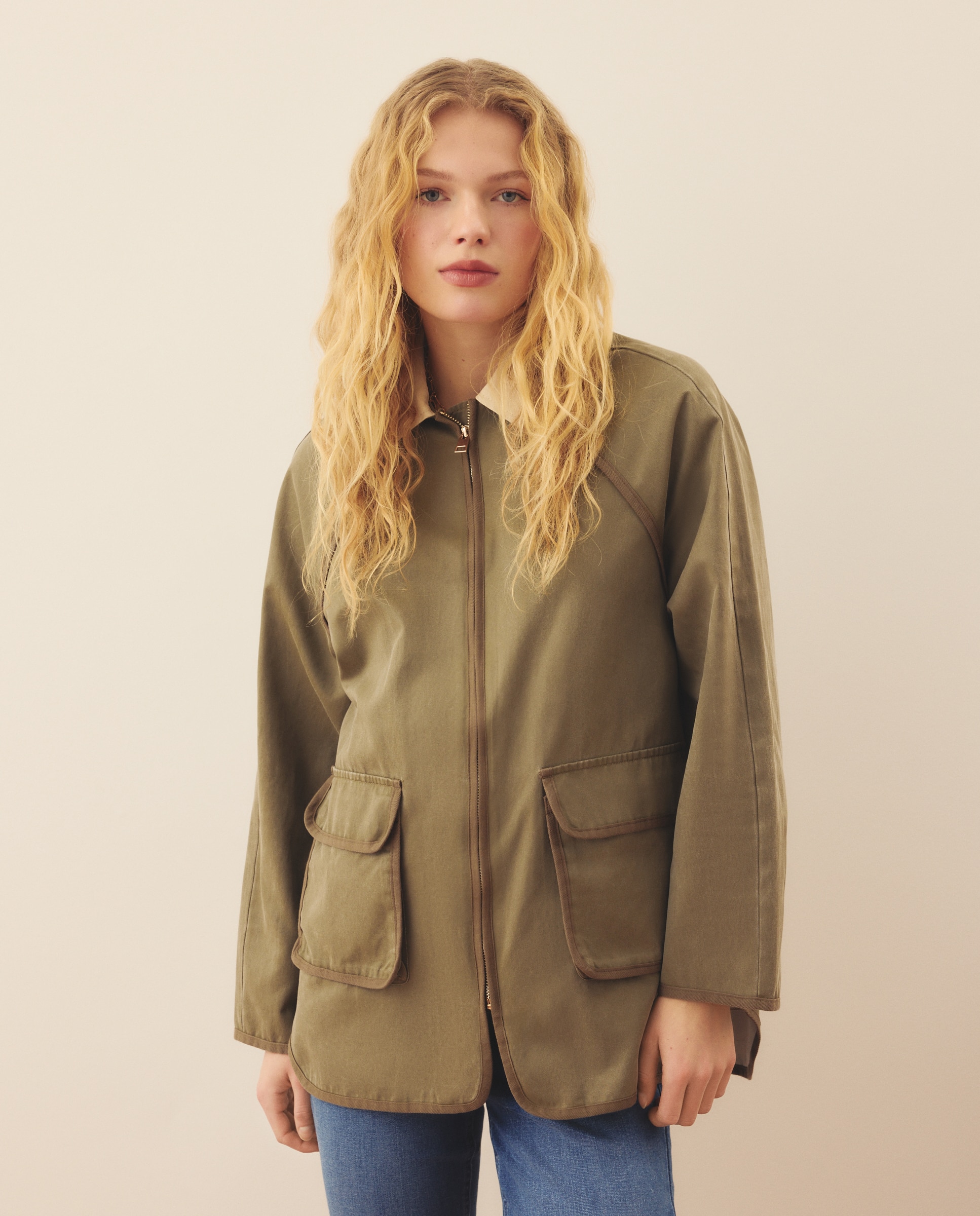 Parka encerada de mujer - Southern Cotton - Verde fluor Verde fluor-1