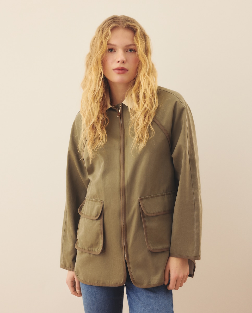Imagen 0 de Parka encerada de mujer Verde fluor