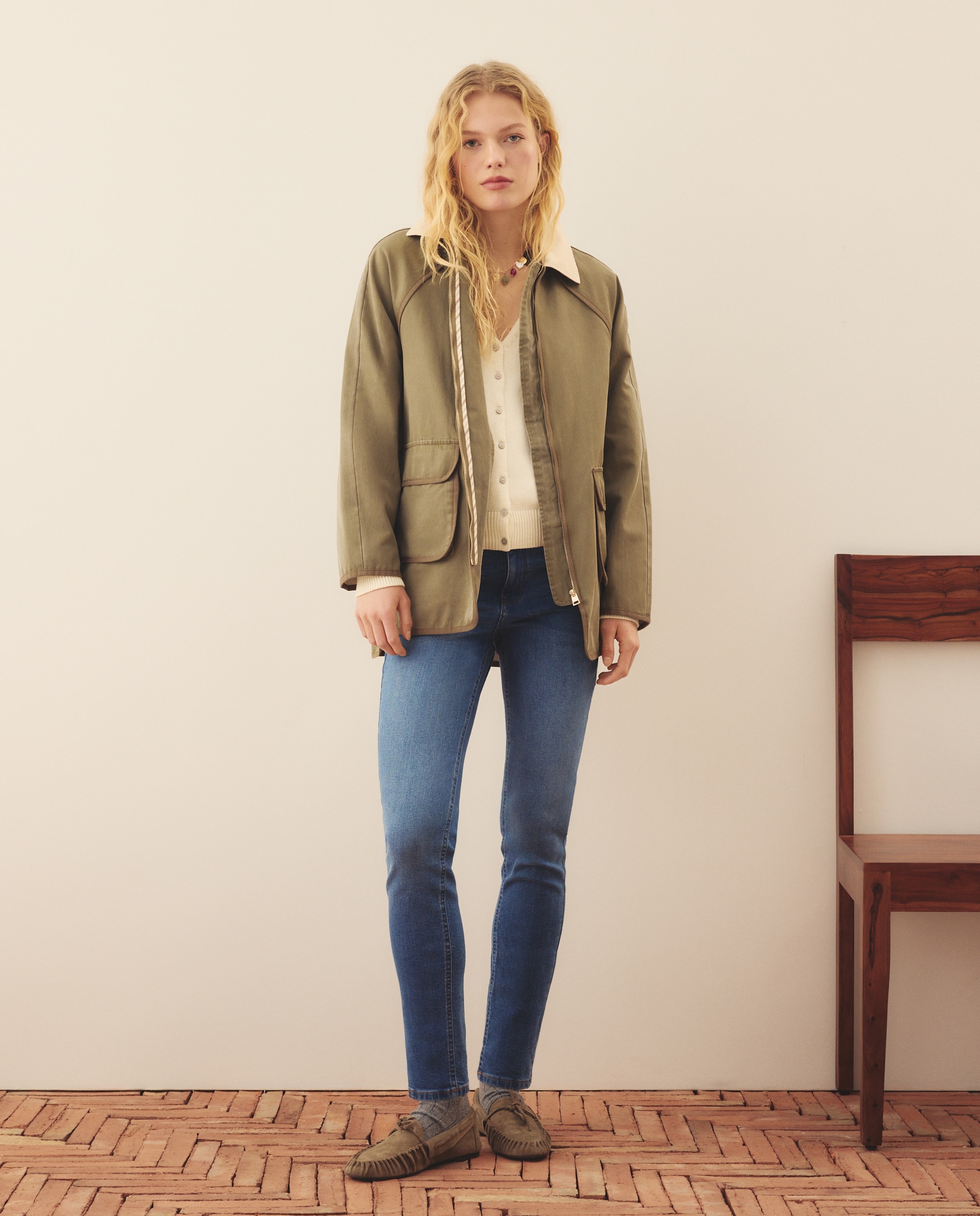 Parka encerada de mujer - Southern Cotton - Verde fluor Verde fluor-2