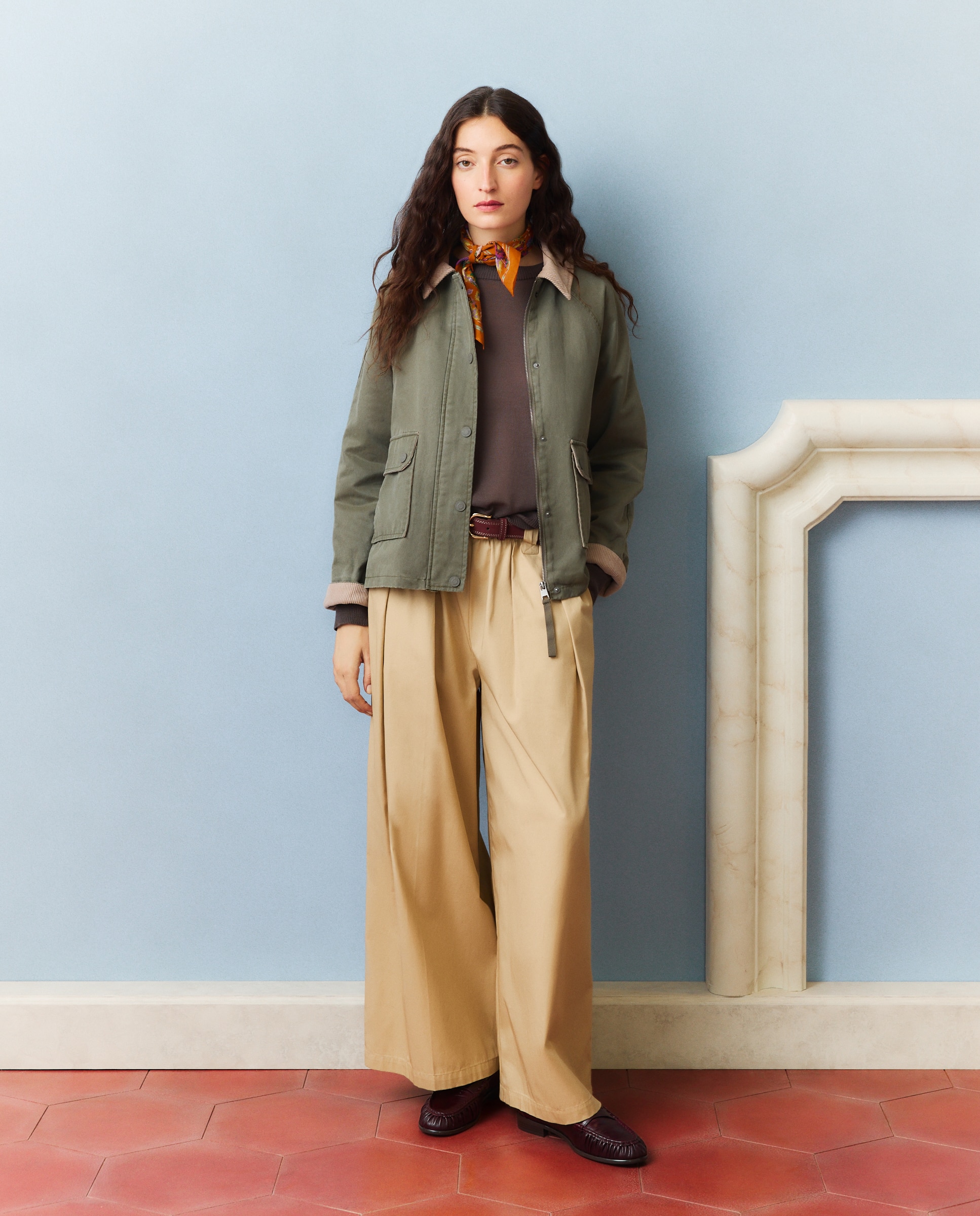 Chaqueta encerada lisa de mujer - Southern Cotton - Verde Salvia Verde Salvia-2