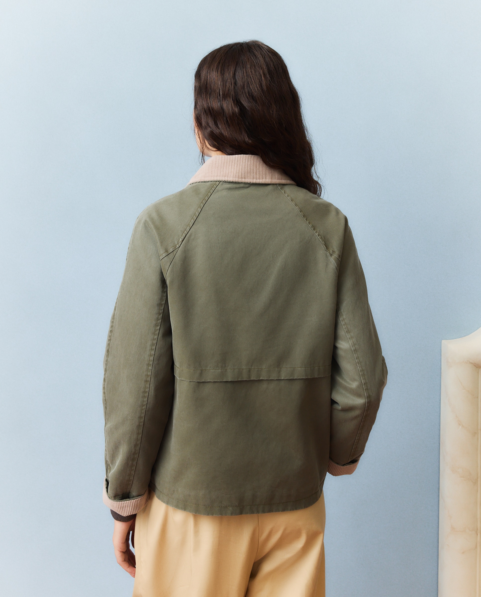 Chaqueta encerada lisa de mujer - Southern Cotton - Verde Salvia Verde Salvia-3