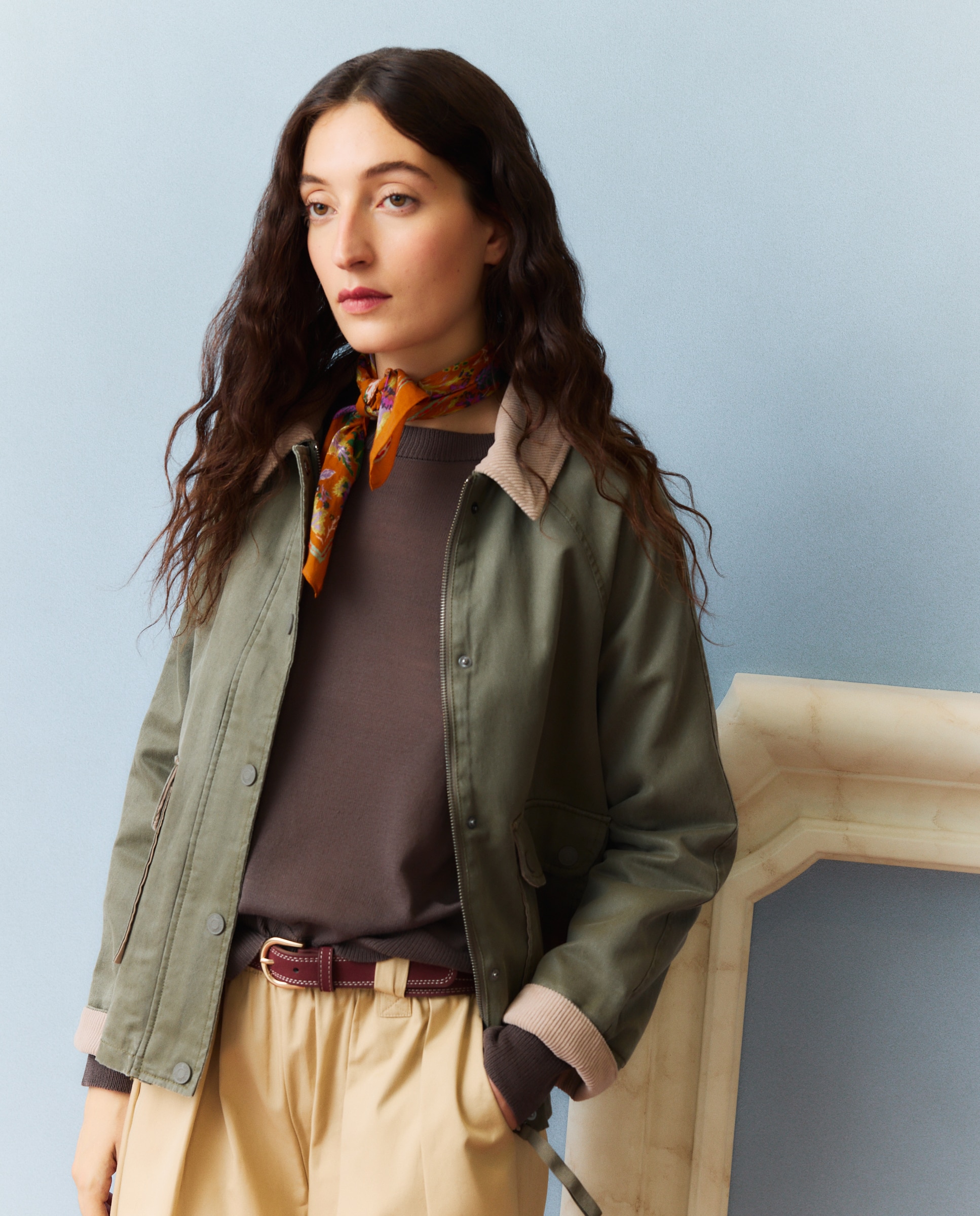 Chaqueta encerada lisa de mujer - Southern Cotton - Verde Salvia Verde Salvia-4