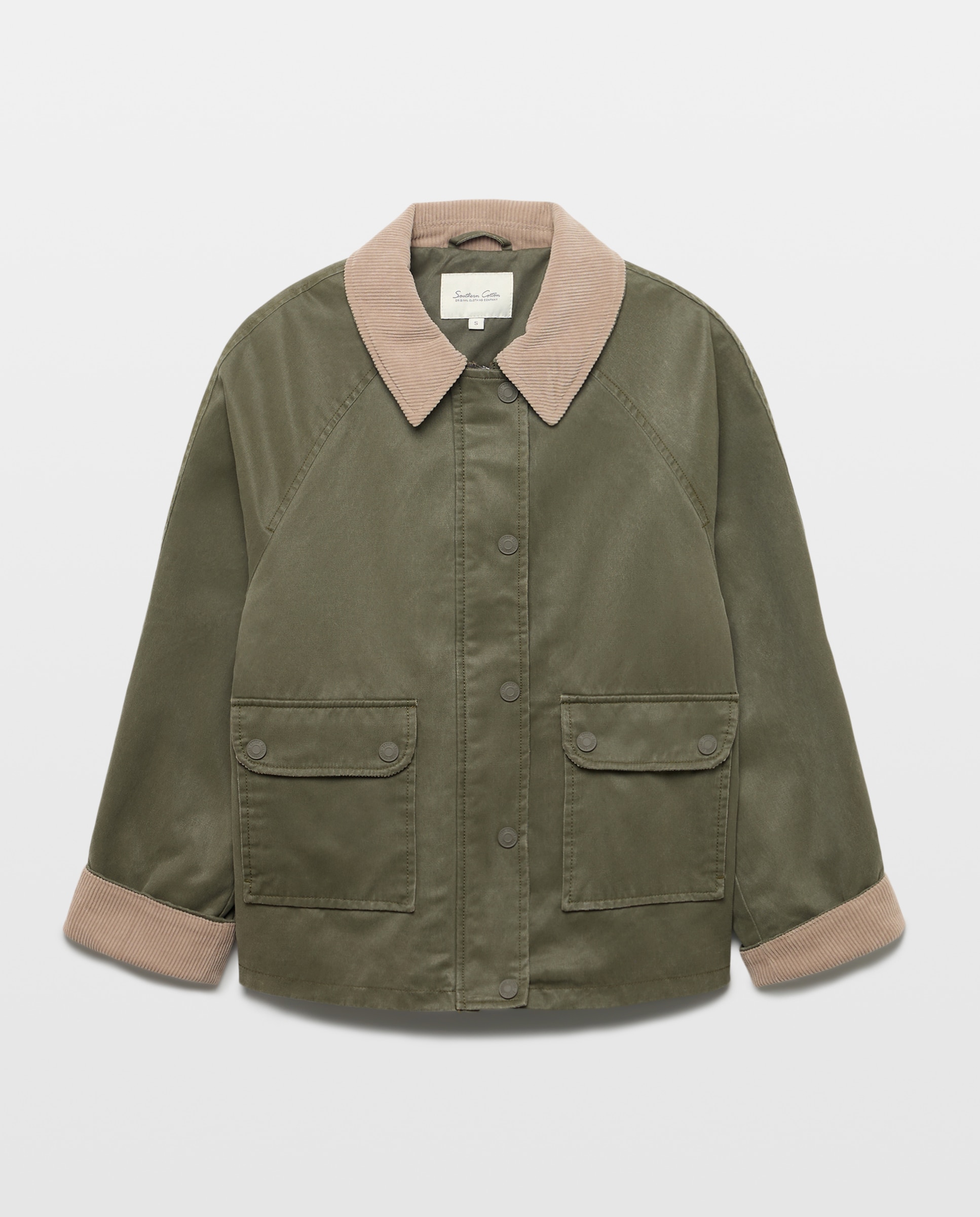 Chaqueta encerada lisa de mujer - Southern Cotton - Verde Salvia Verde Salvia-5