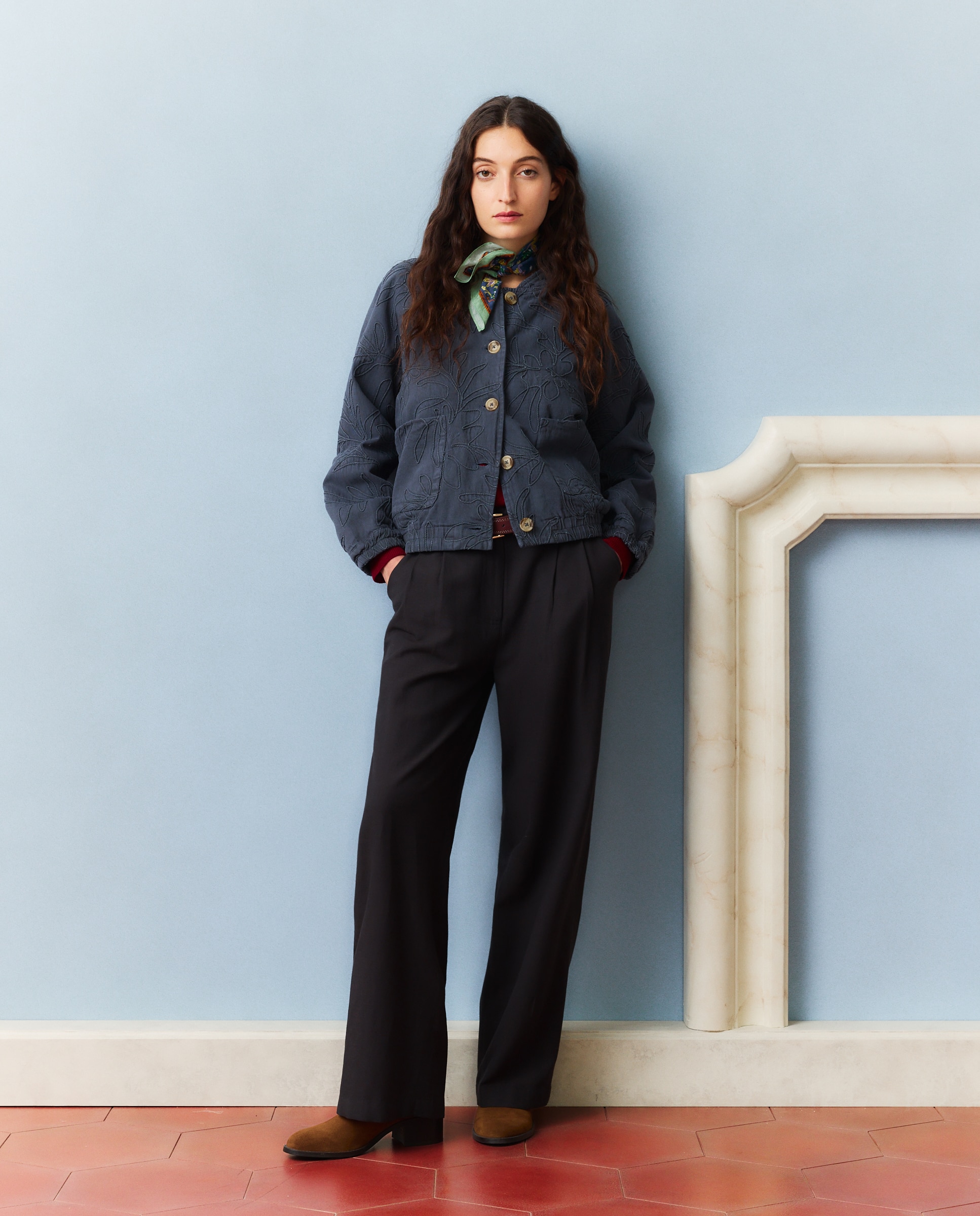 Cazadora bomber corta de mujer - Southern Cotton - 471 Índigo 471 Índigo-2