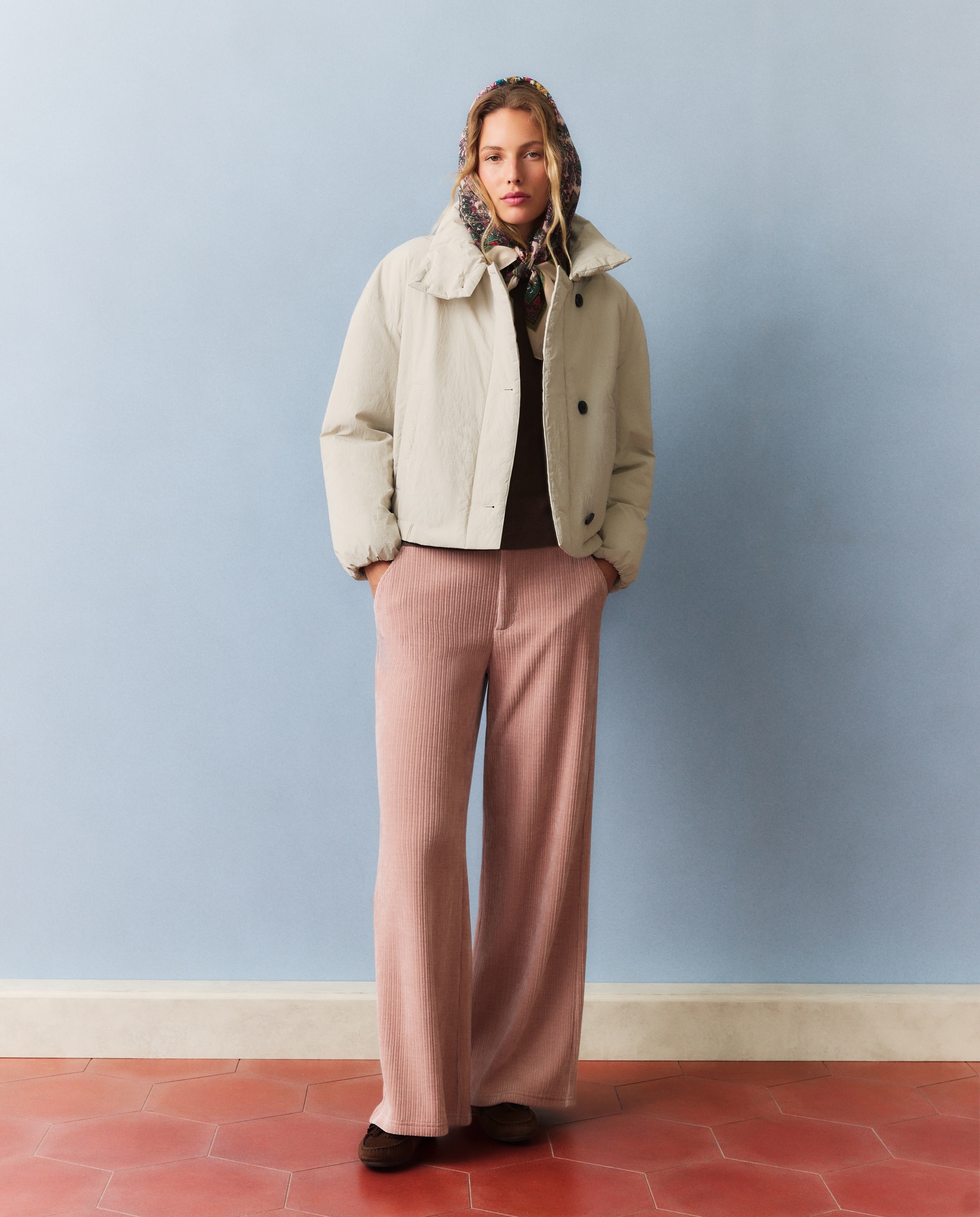 Abrigo acolchado de mujer tipo bomber - Southern Cotton - Beige Beige-2