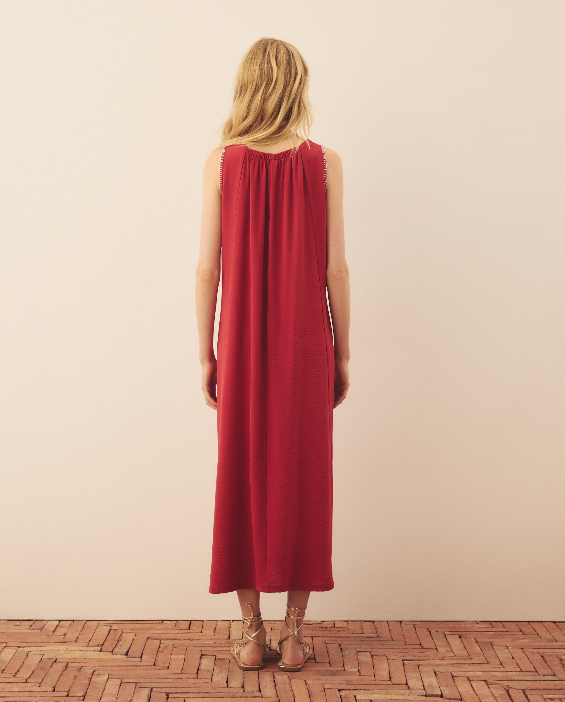 Vestido midi de punto sin mangas - Southern Cotton - 600 Rojo 600 Rojo-3