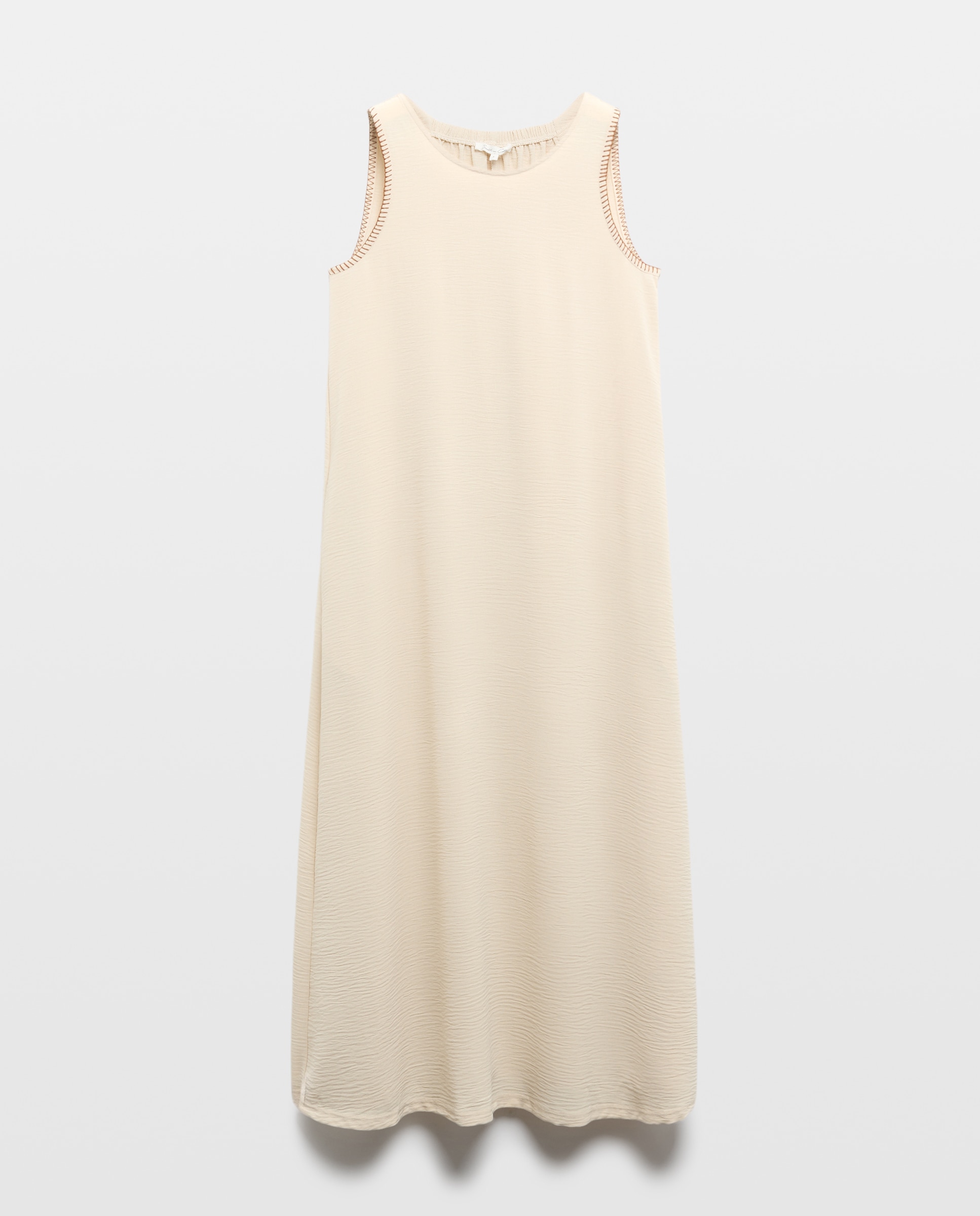 Vestido midi de punto sin mangas - Southern Cotton - Beige Beige-5