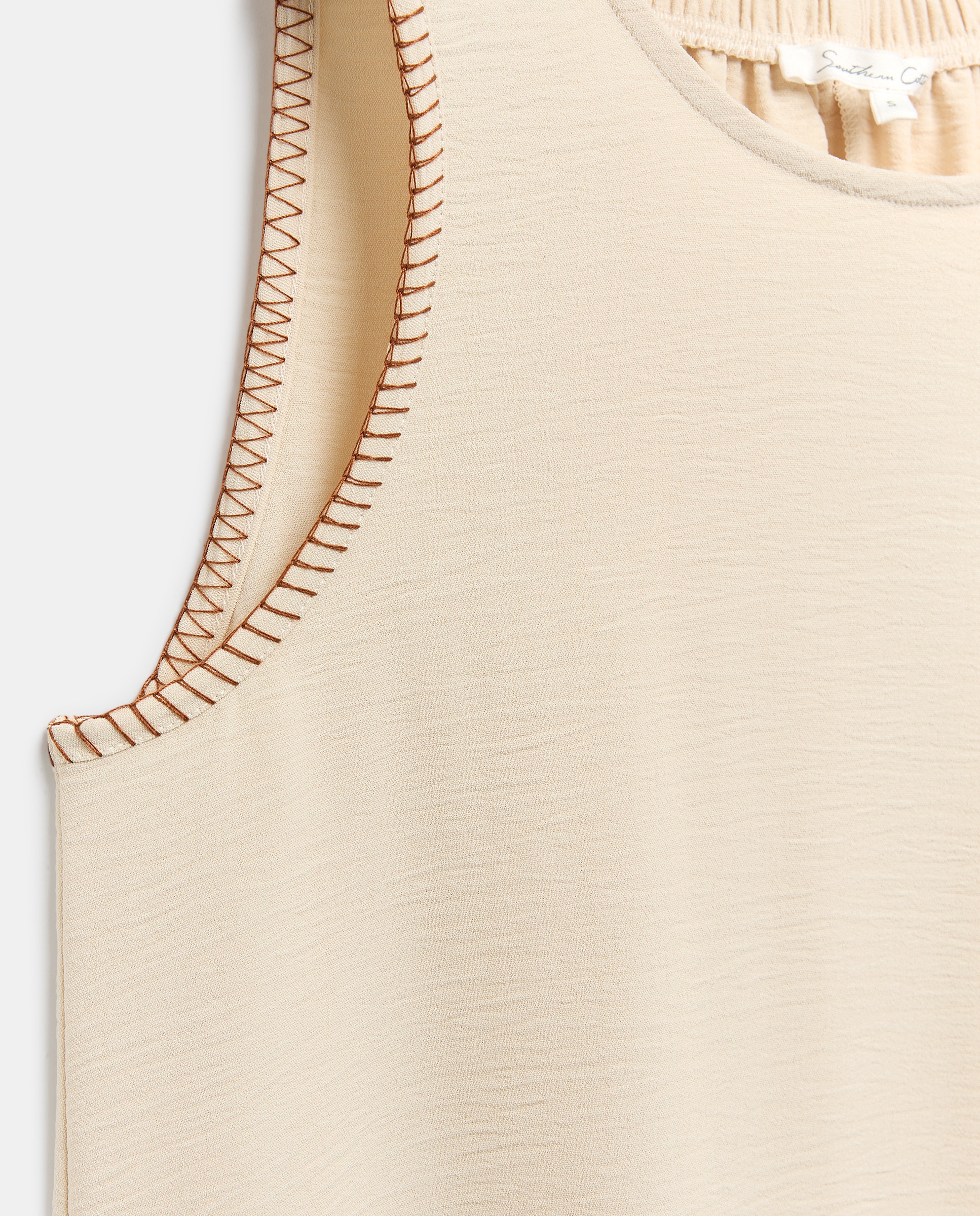 Vestido midi de punto sin mangas - Southern Cotton - Beige Beige-6