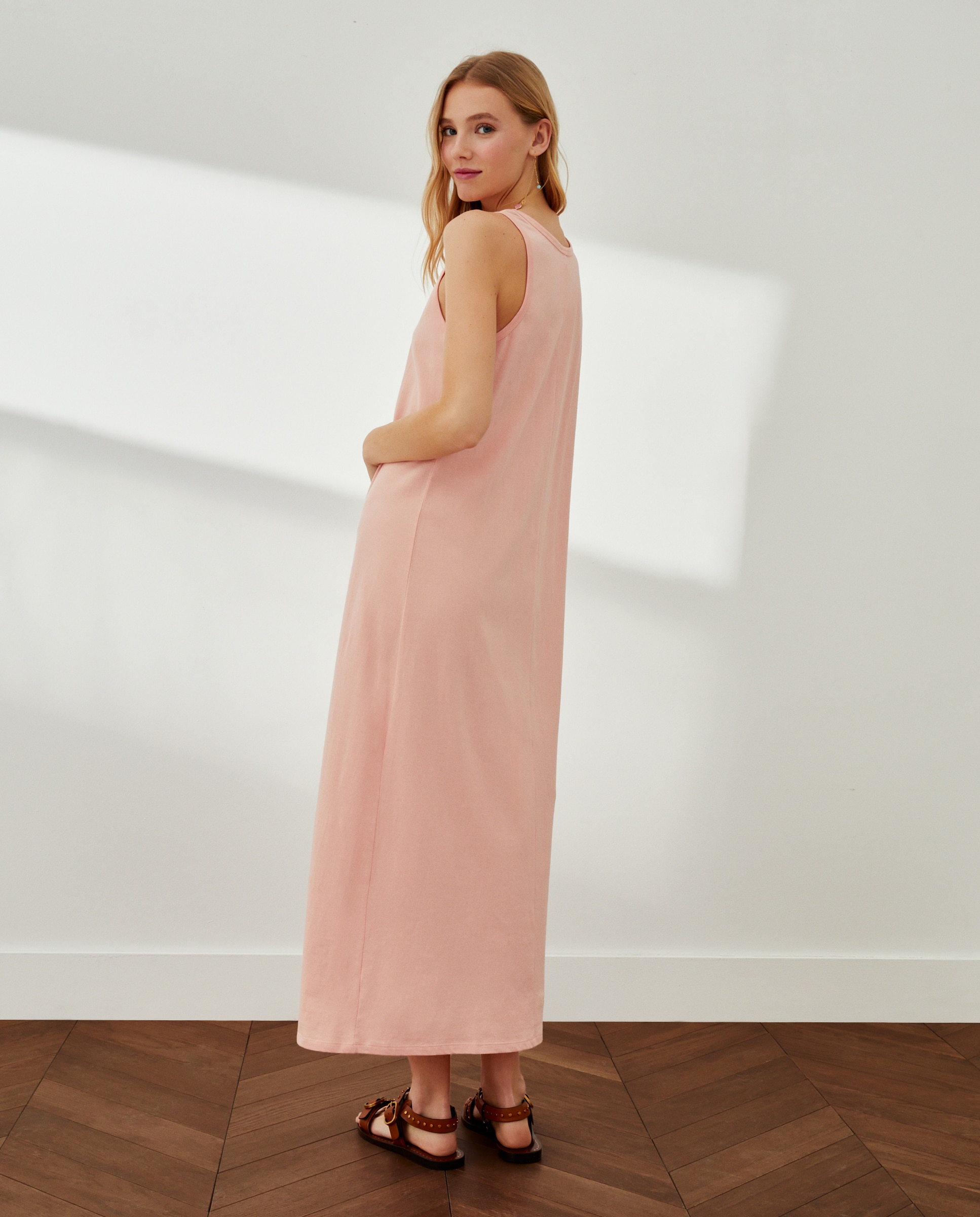Vestido de malha sem mangas 650 Pêssego-3
