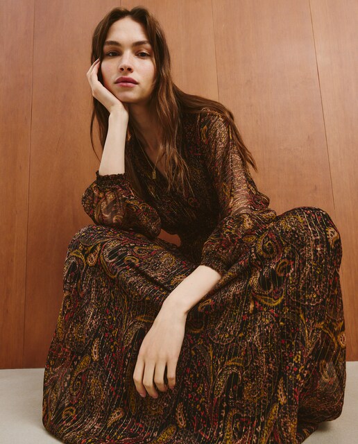 Imagen 0 de Vestido largo de manga corta de mujer