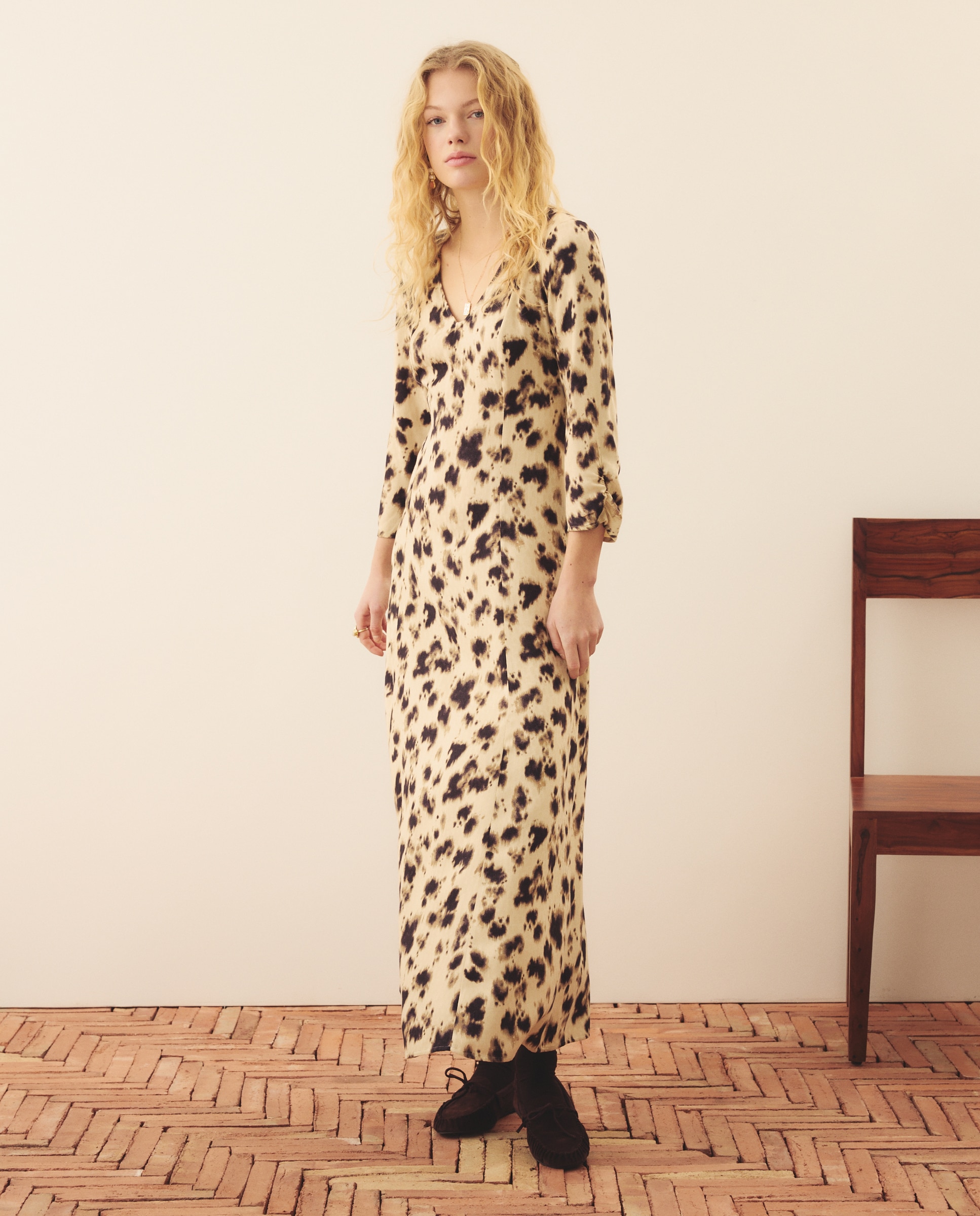 Vestido com Animal Print Branco-2