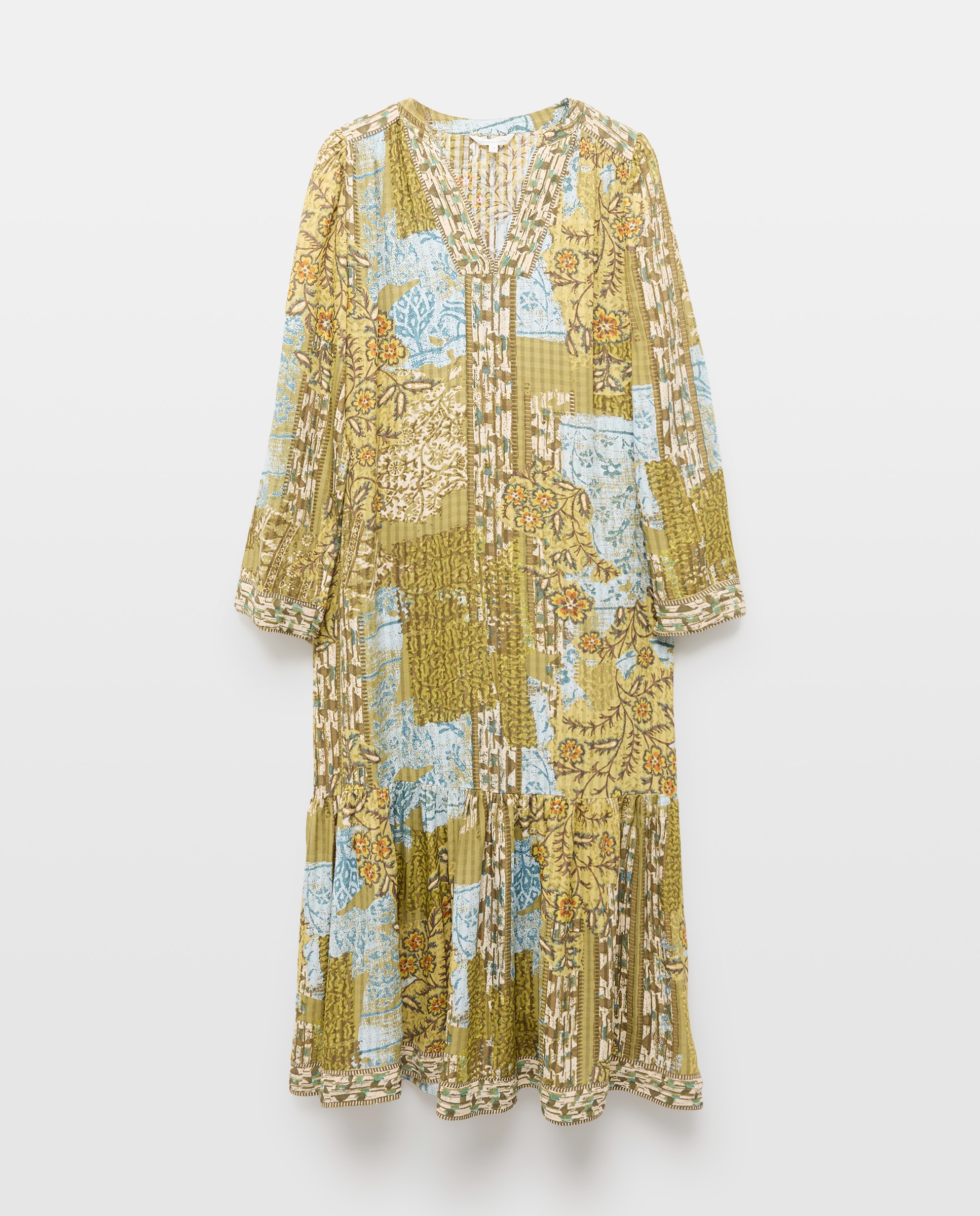 Vestido Midi com Manga 3/4 e Estampado Verde-4