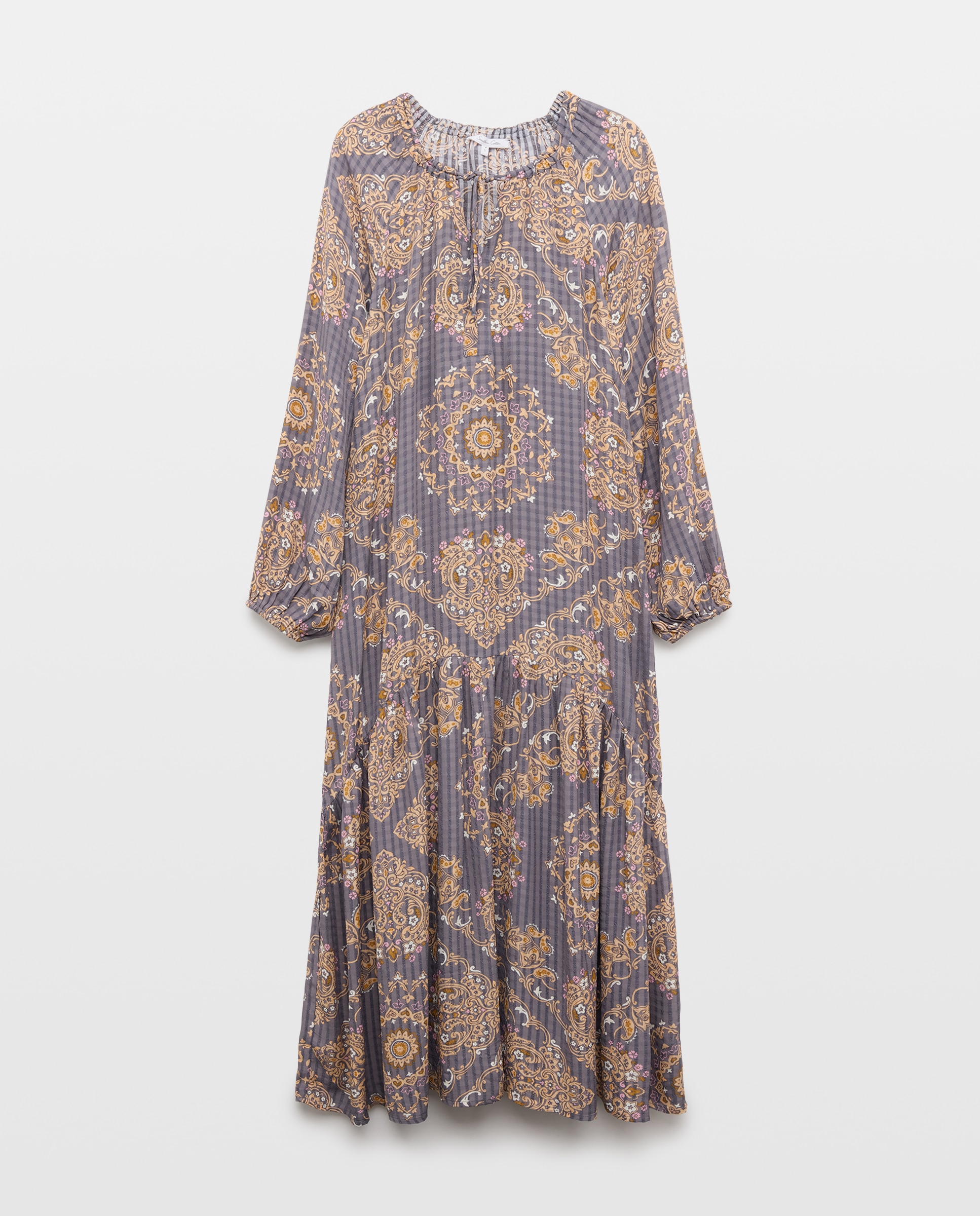 Vestido Midi Estampado com Manga 3/4 Verde-4