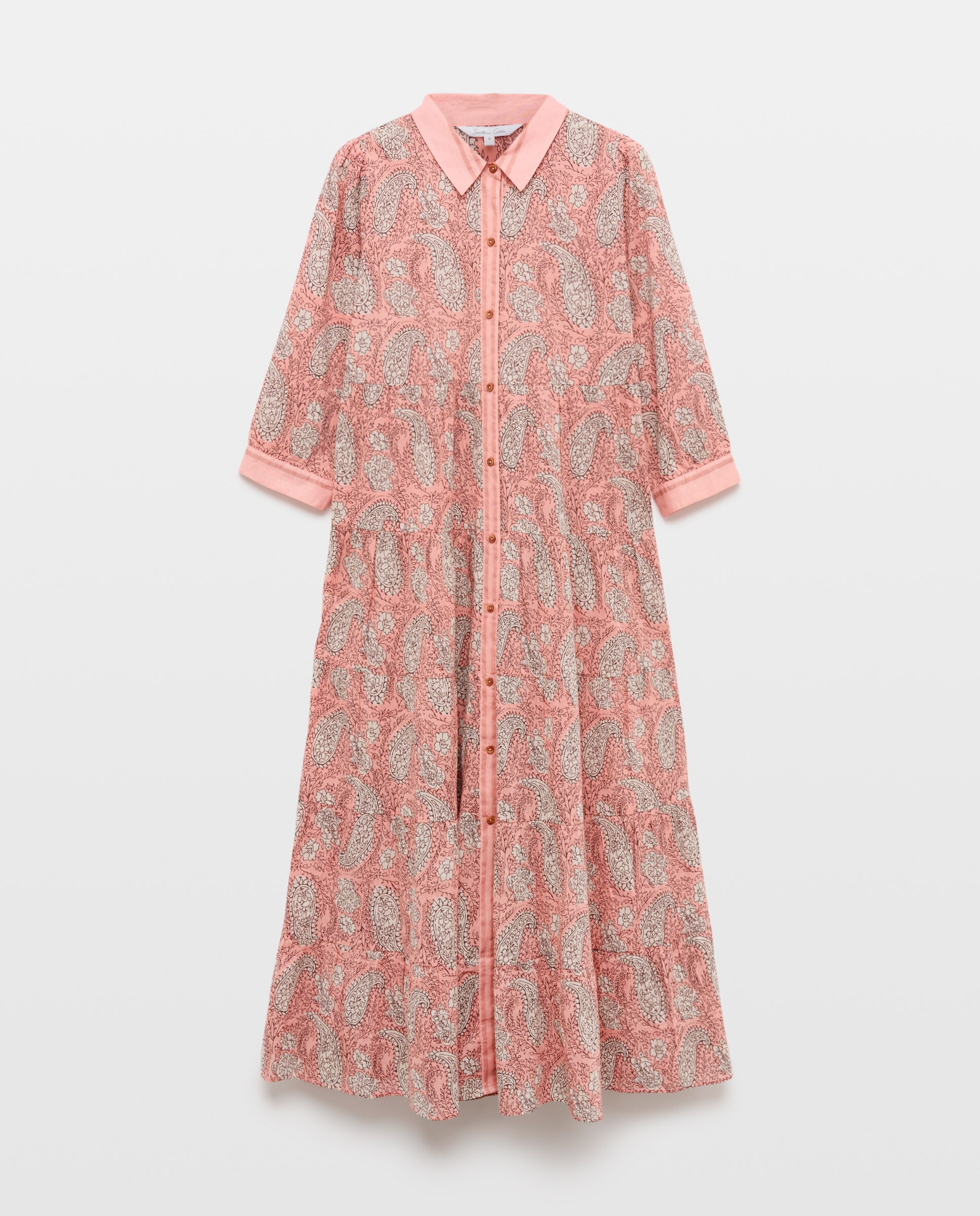 Vestido camisero con estampado - Southern Cotton - Blanco Rosa-4