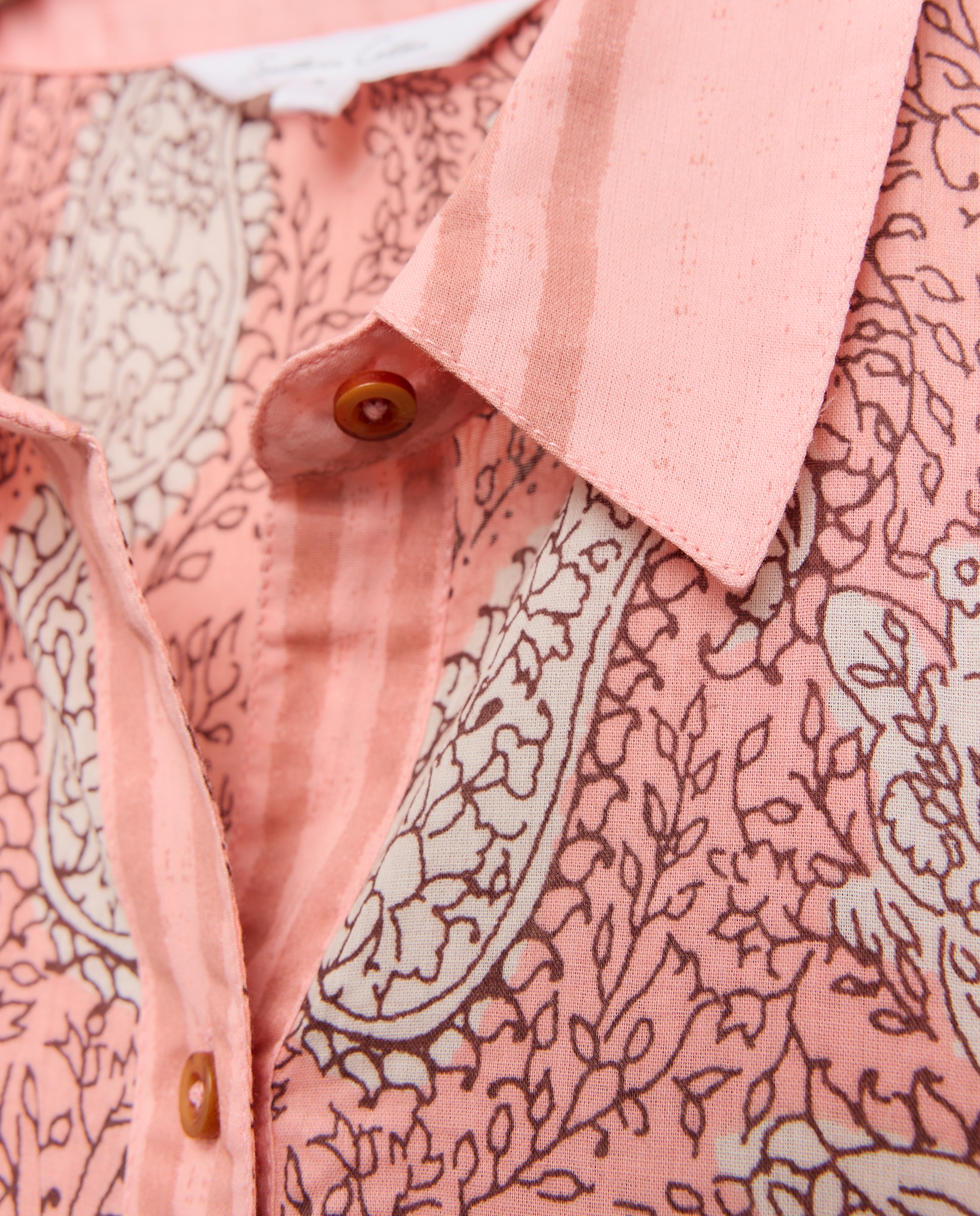 Vestido camisero con estampado - Southern Cotton - Blanco Rosa-5