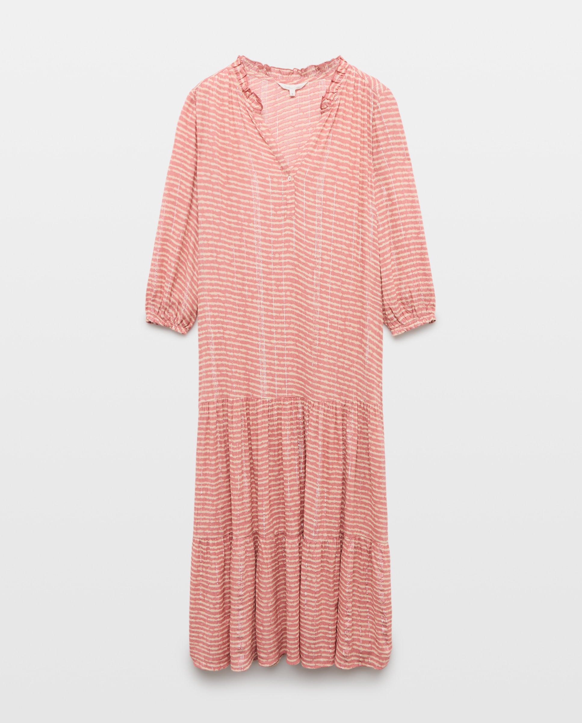 Vestido Comprido com Manga com Pregas Castanho-4