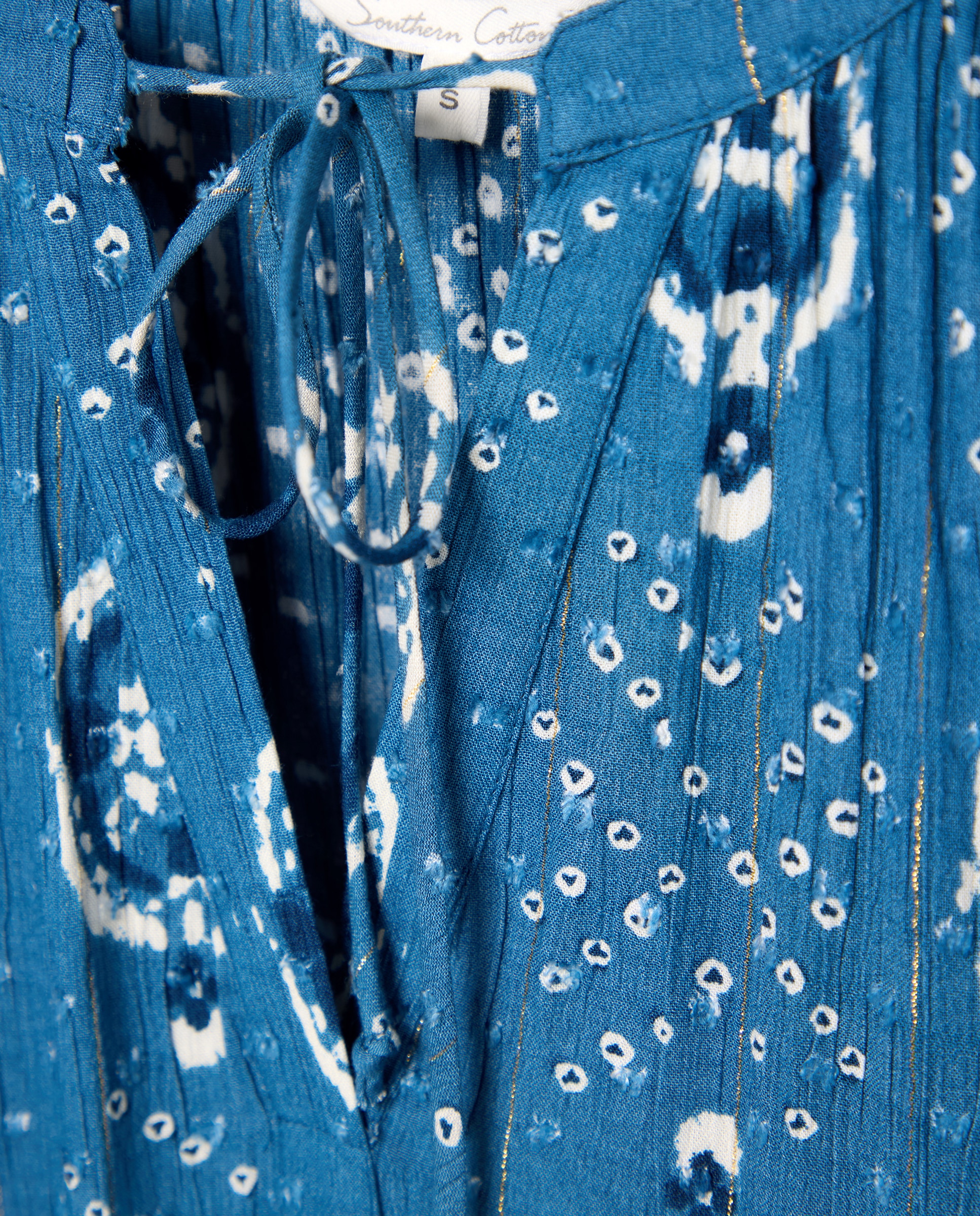 Imagen 5 de Vestido estampado de manga farol abierto - Southern Cotton - Azul Azul