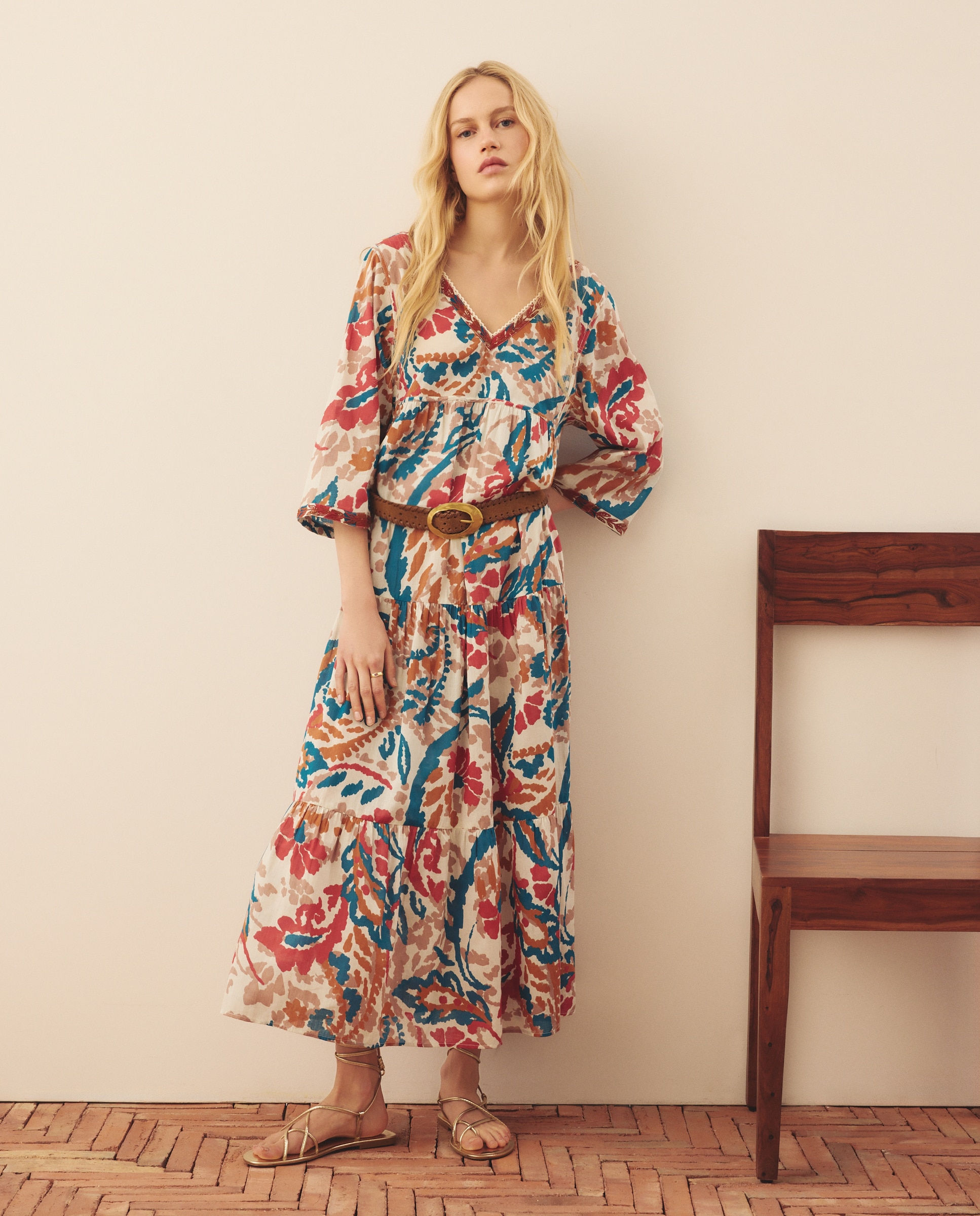 Vestido picunela de algodón - Southern Cotton - Rojo Rojo-2