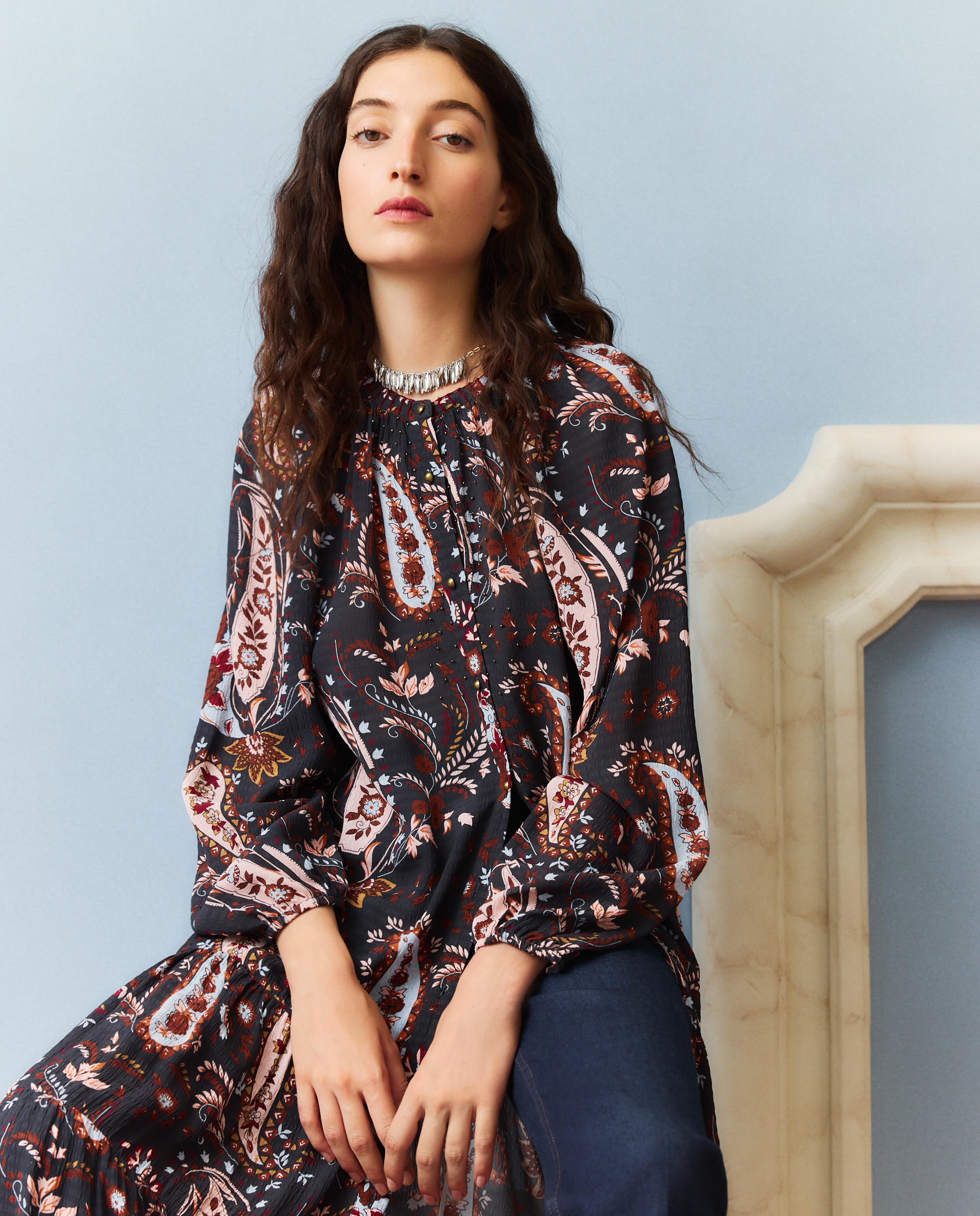 Imagem 0 de Vestido com Estampado de Caxemiras