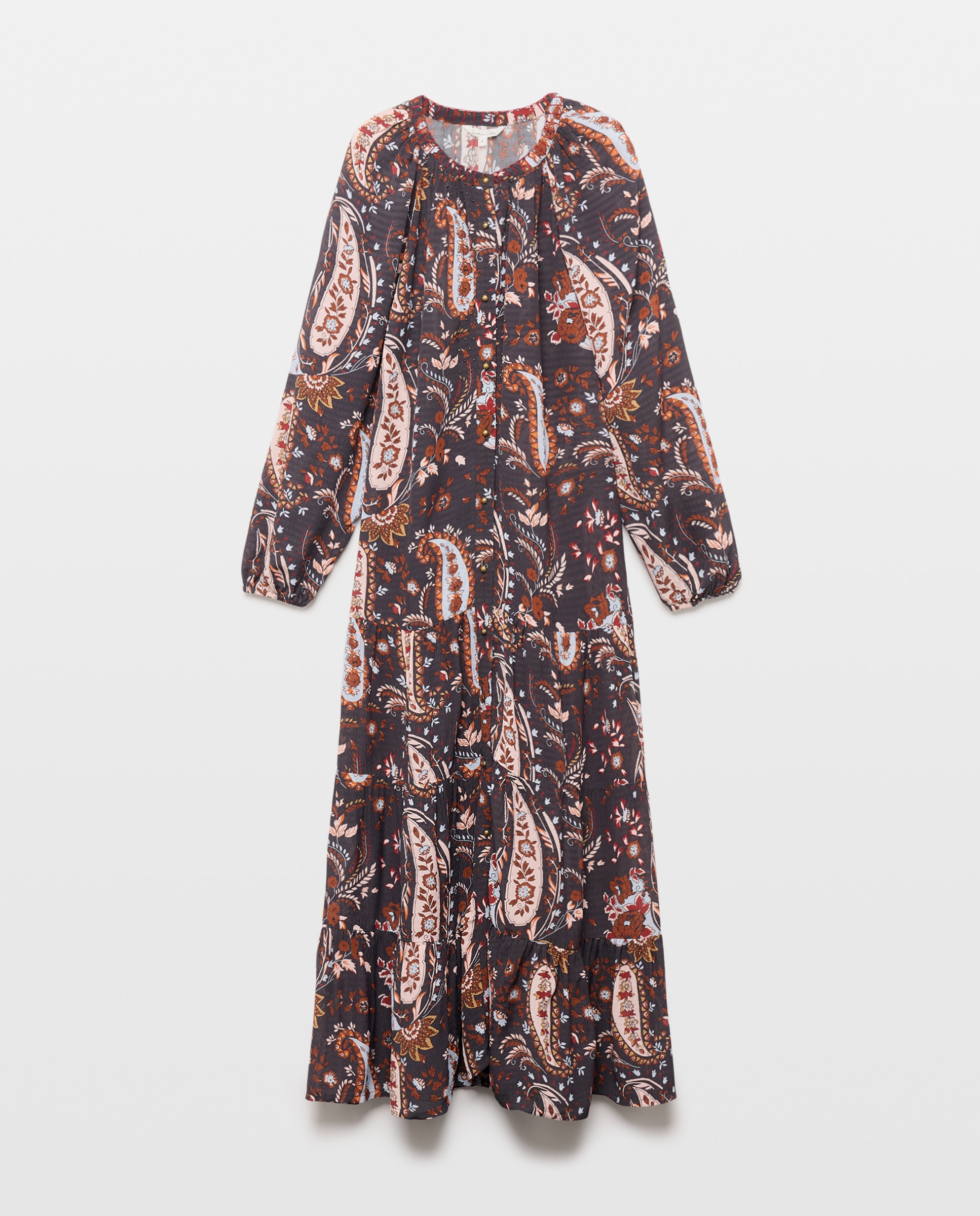 Vestido com Estampado de Caxemiras Cinzento-5