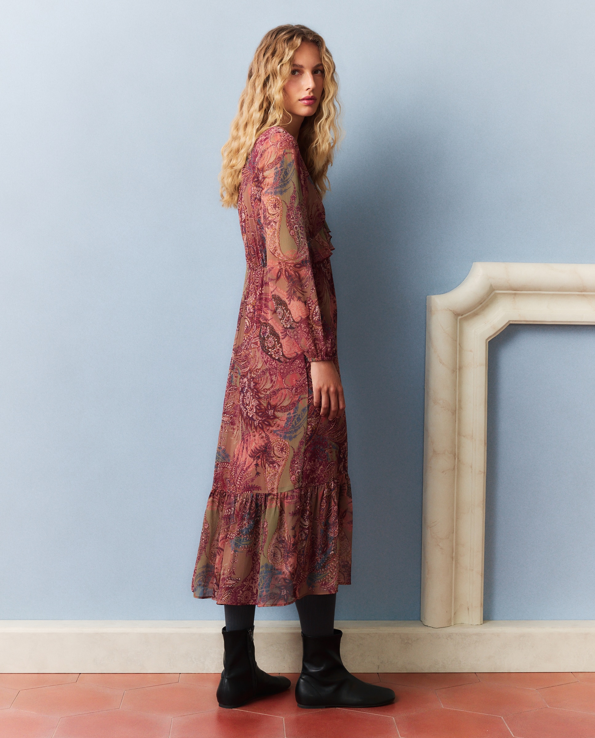 Vestido Georgette pisos - Southern Cotton - Rojo Rojo-3