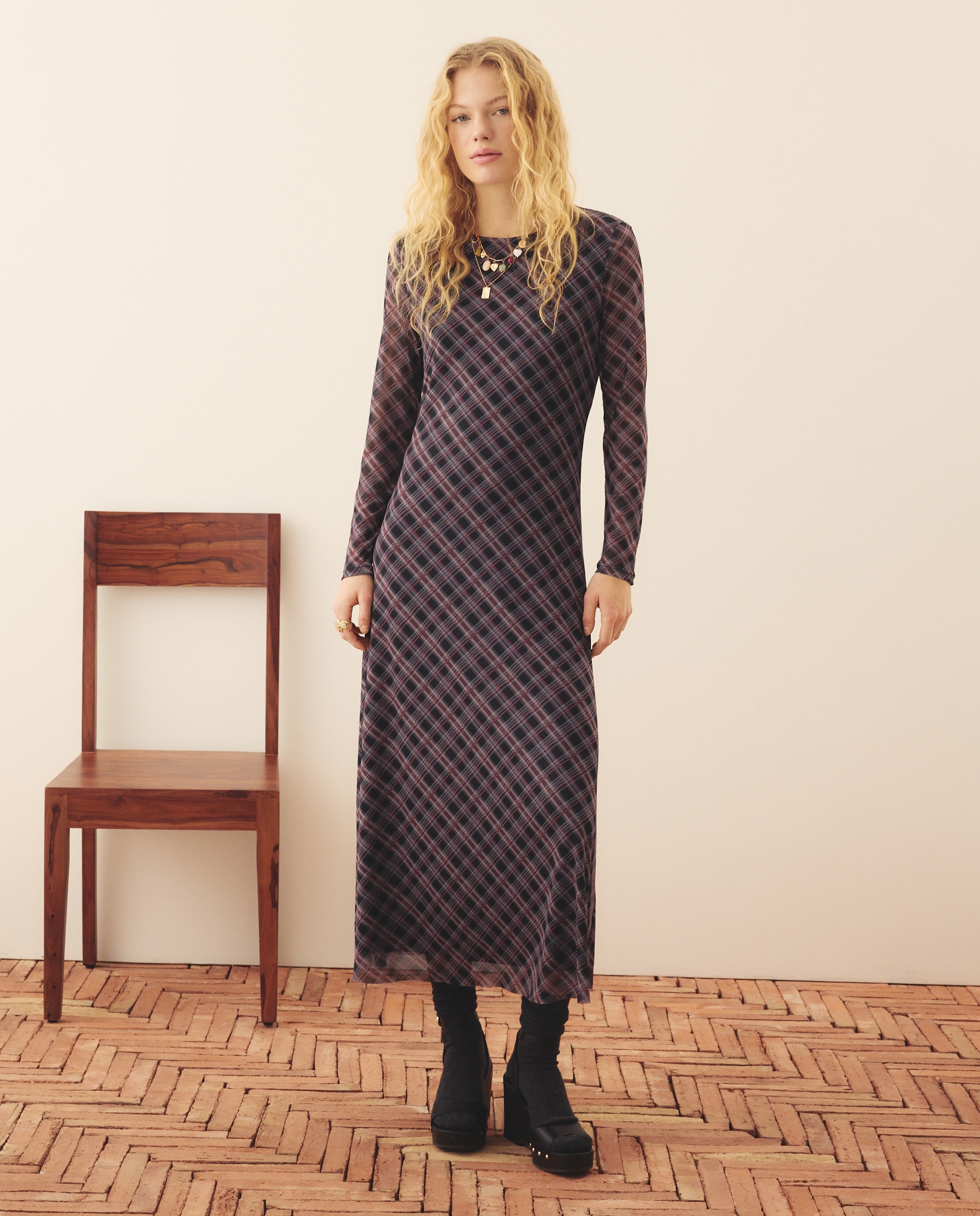 Vestido Comprido de Tule Multicolor-4