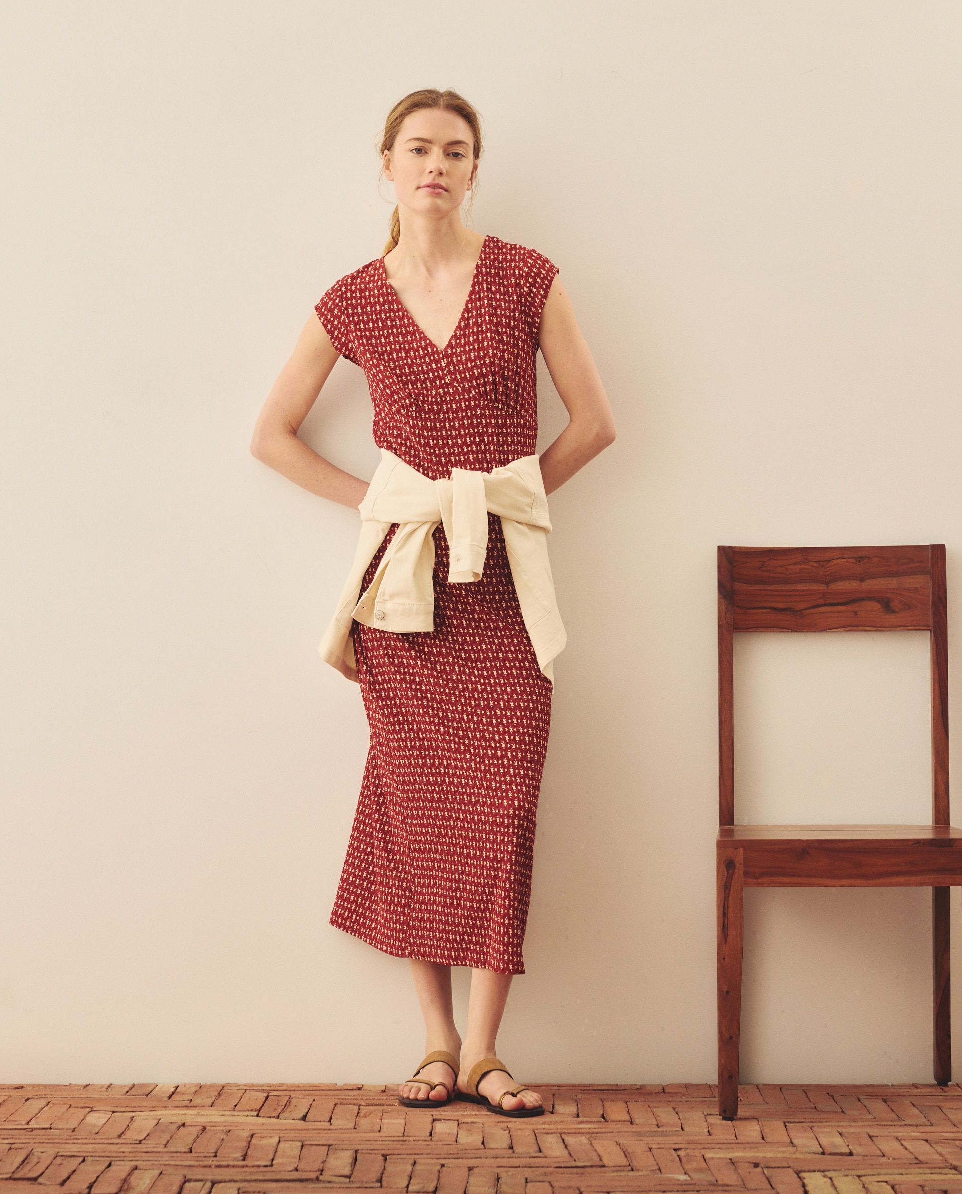 Vestido de Malha com Estrutura Castanho-1
