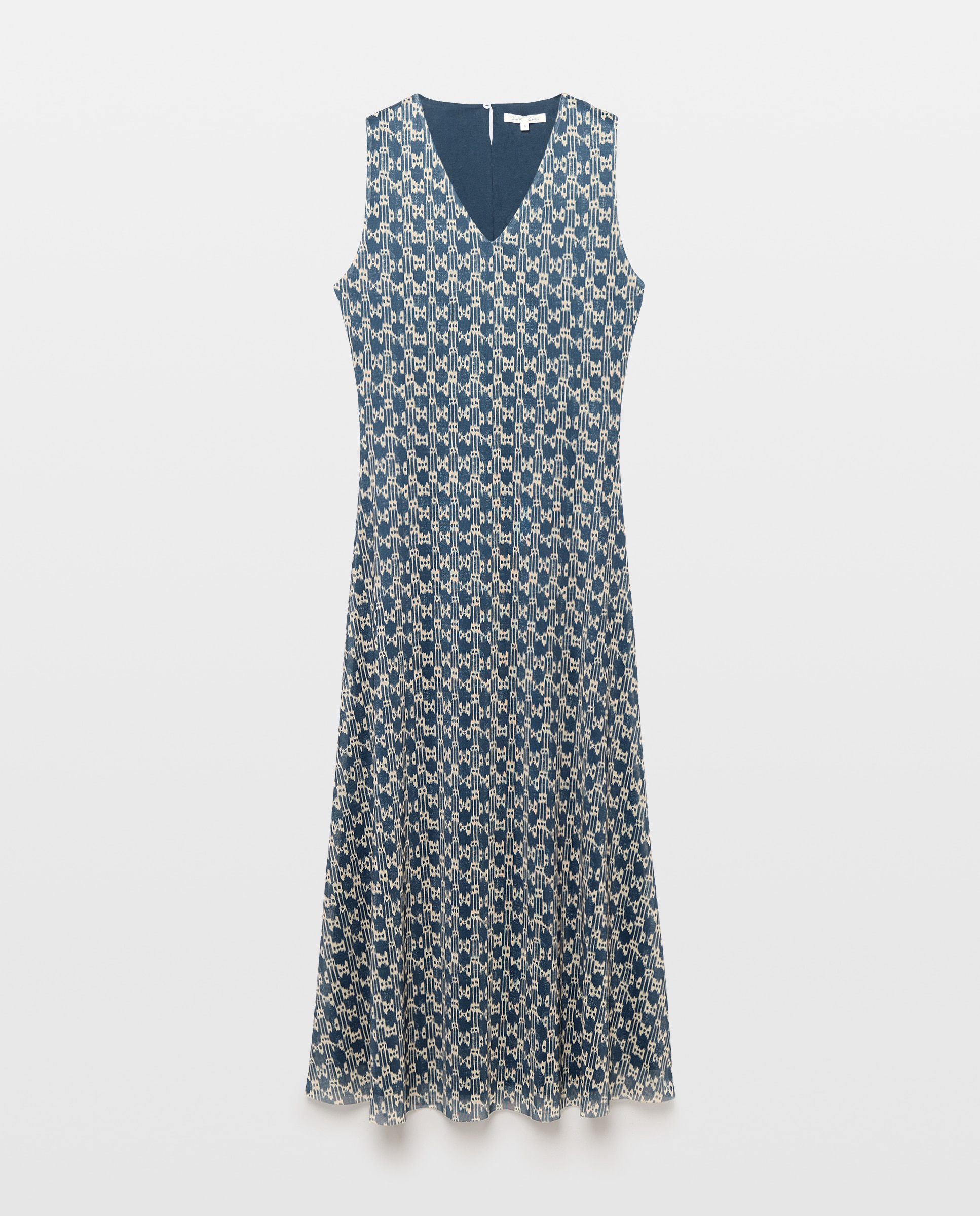 Vestido sin mangas de tul estampado - Southern Cotton - Azul marino Azul marino-4