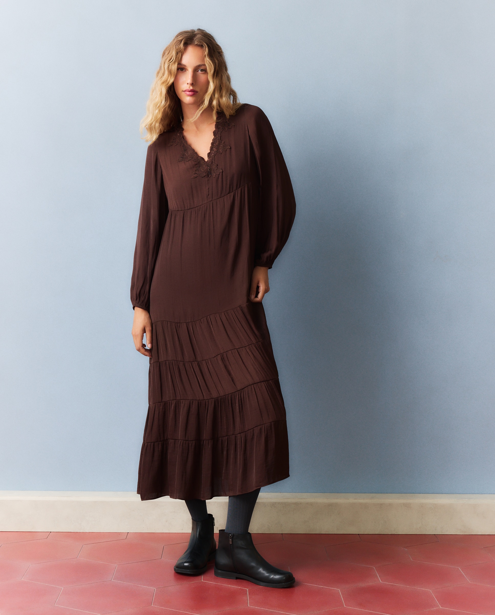 Vestido de mujer - Southern Cotton - Marrón Marrón-4