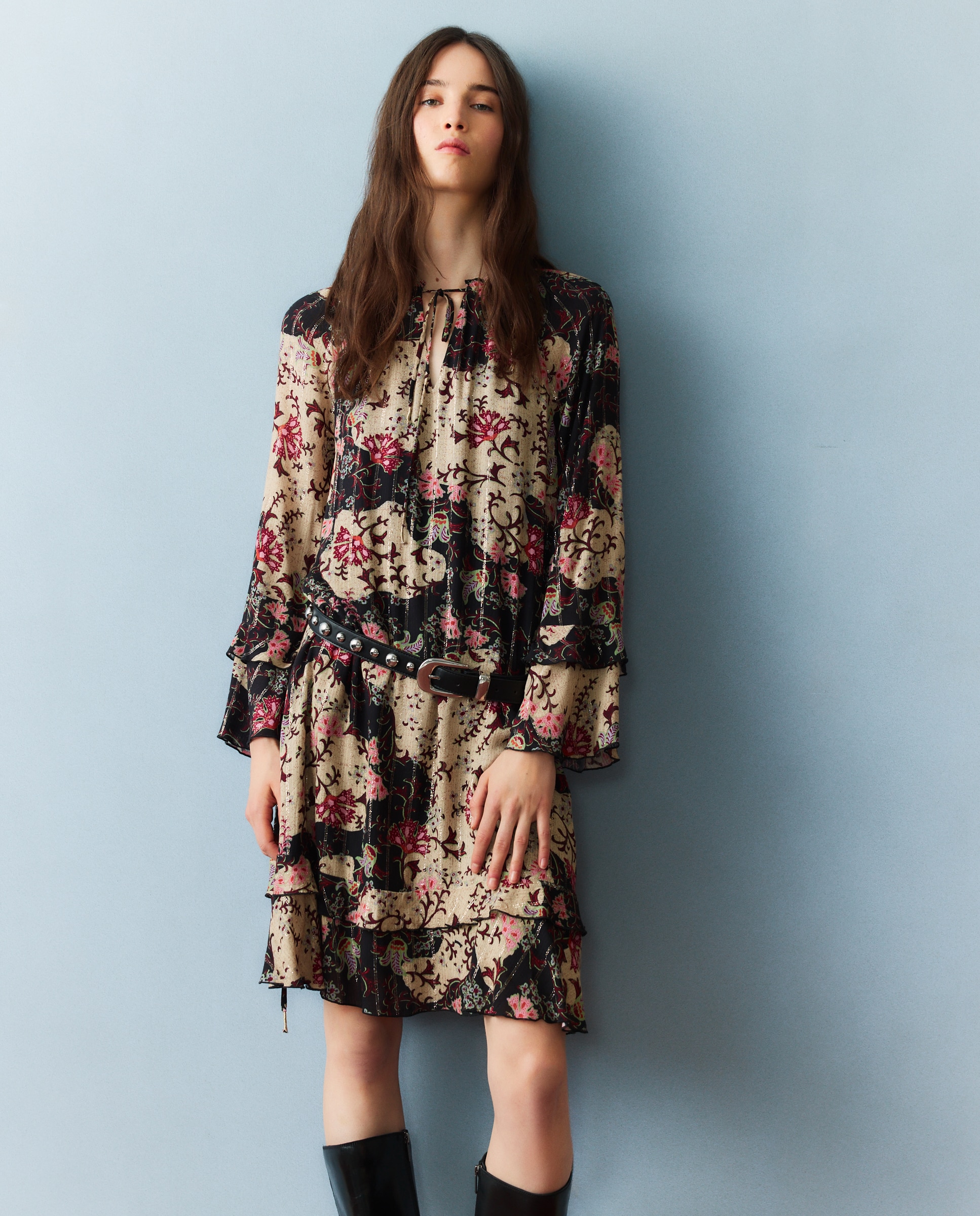 Imagen 4 de Vestido corto estampado lurex - Southern Cotton - Negro Negro