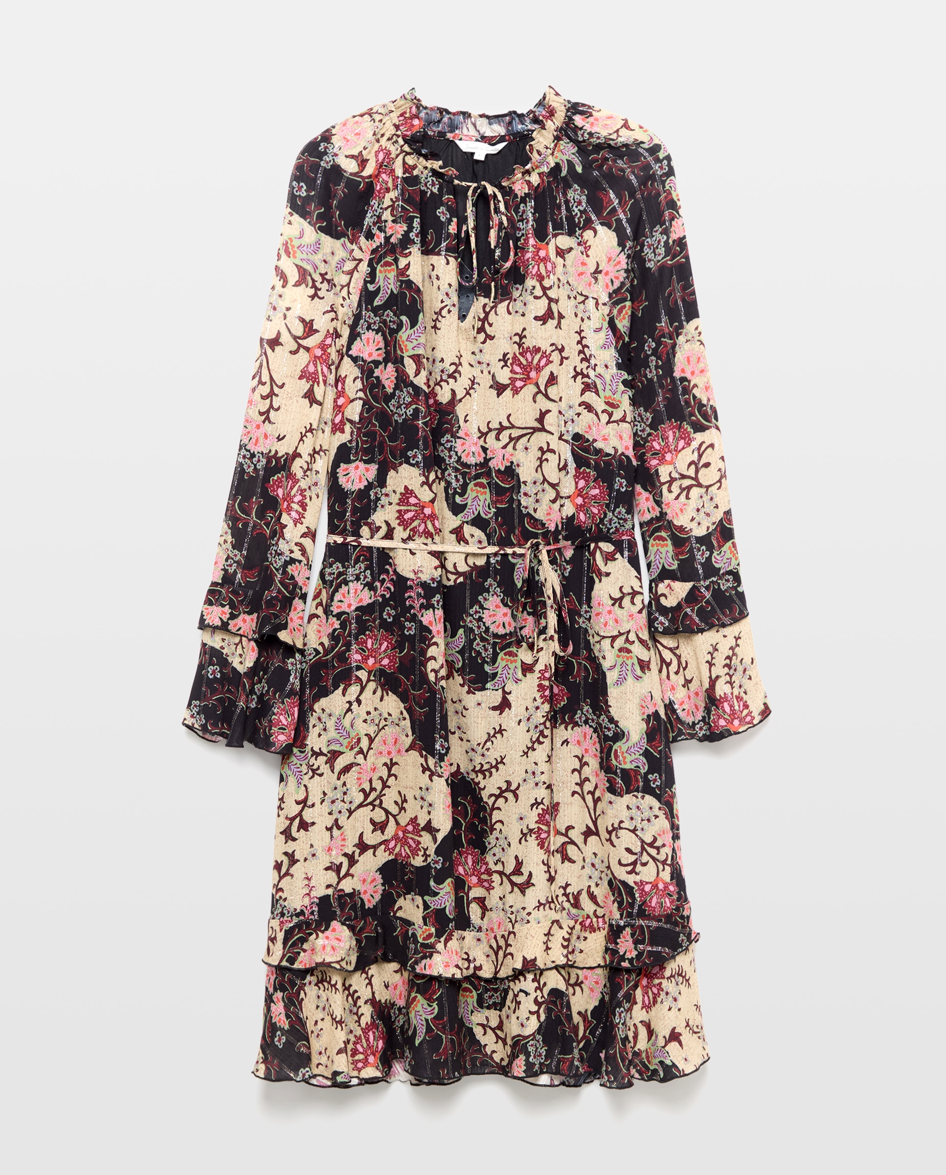 Imagen 5 de Vestido corto estampado lurex - Southern Cotton - Negro Negro