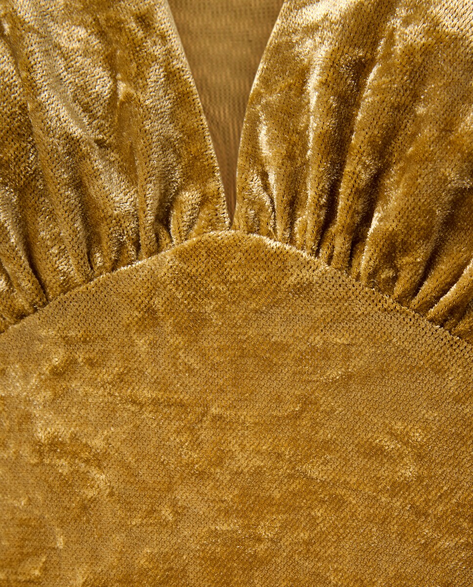 Vestido Liso de Veludo Mostarda-5