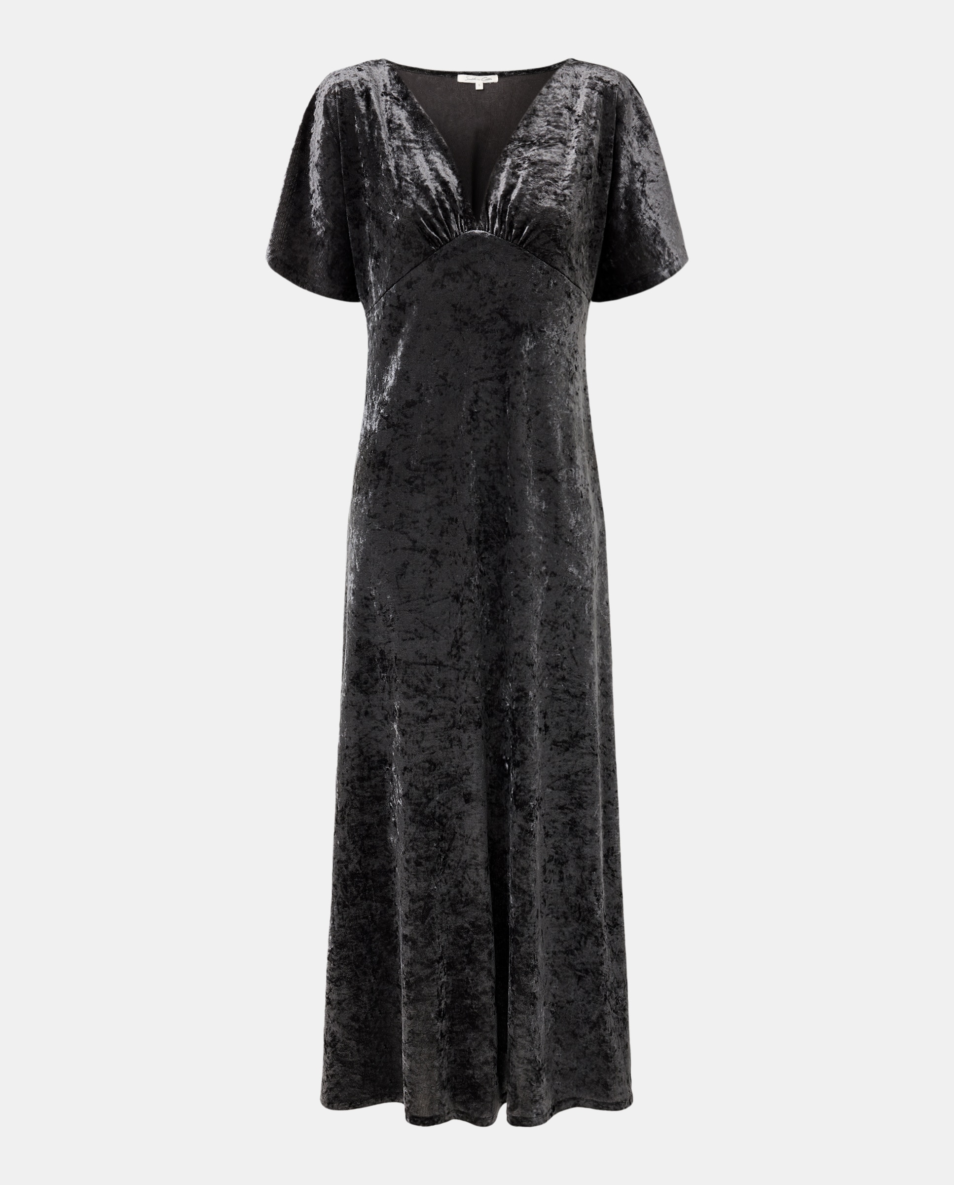 Vestido Liso de Veludo Chumbo-4