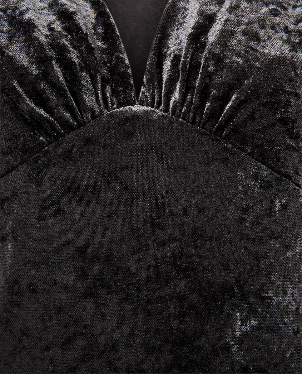 Vestido Liso de Veludo Chumbo-5