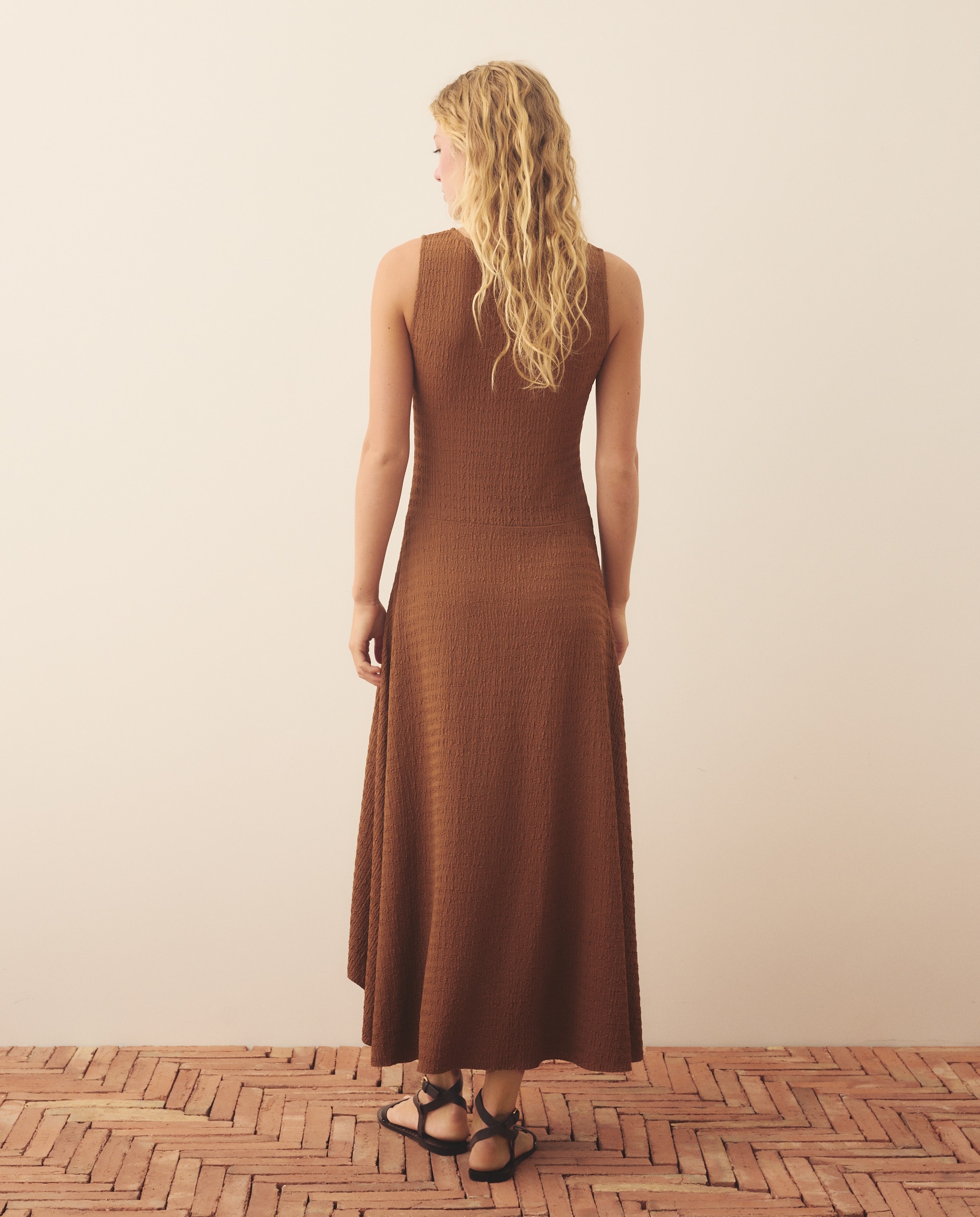 Vestido de Malha Gofrado 770 Terracota-4