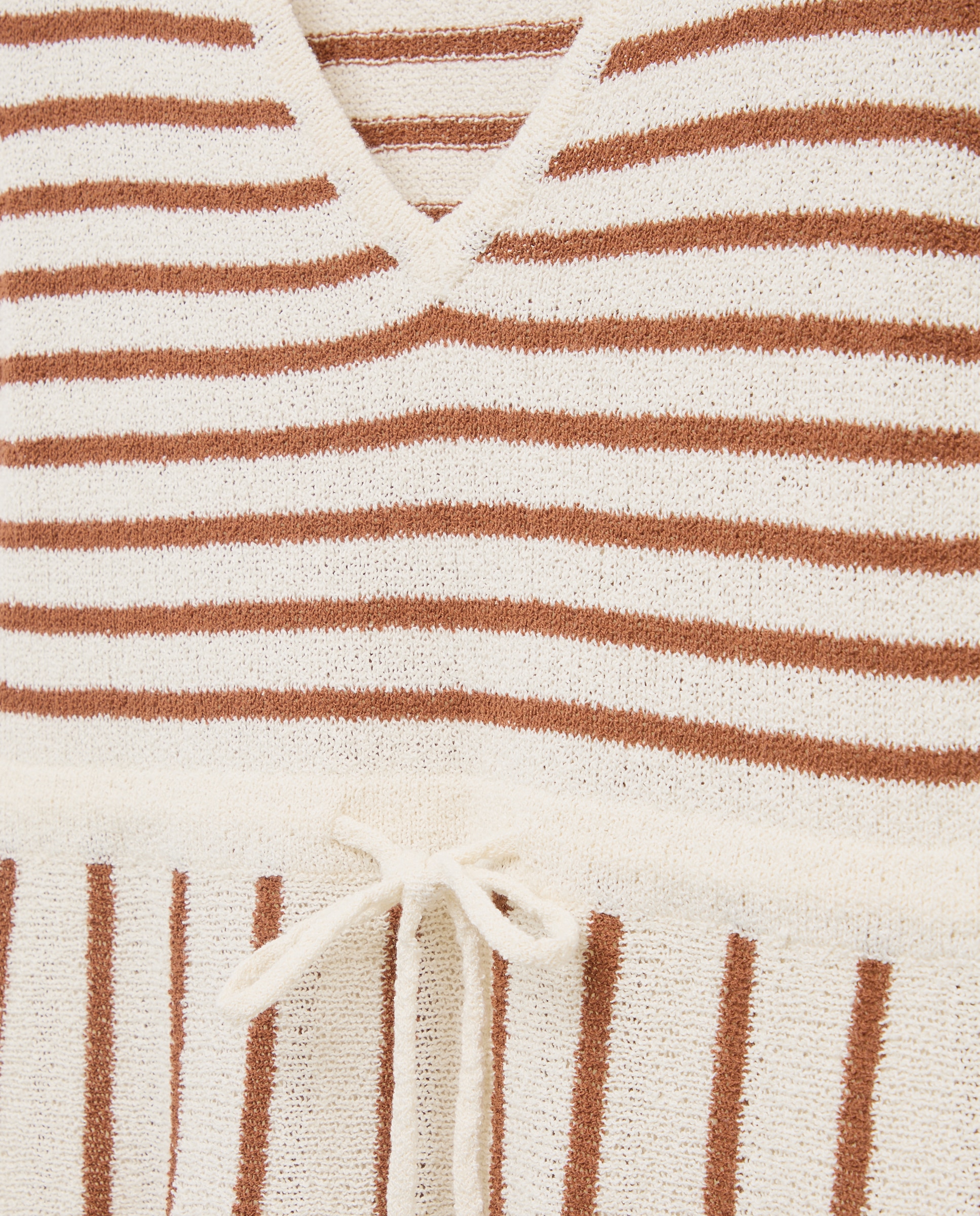 Vestido de Tricot às Riscas Branco-5