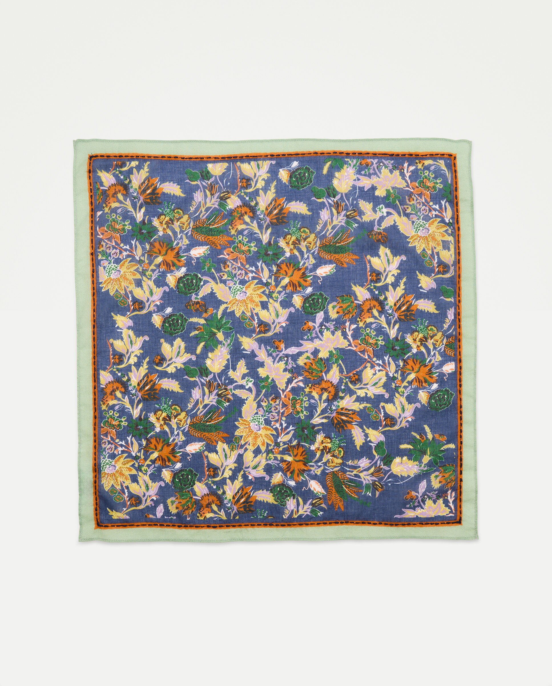 Pañuelo de mujer pequeño con estampado floral - Southern Cotton - Azul Azul-2