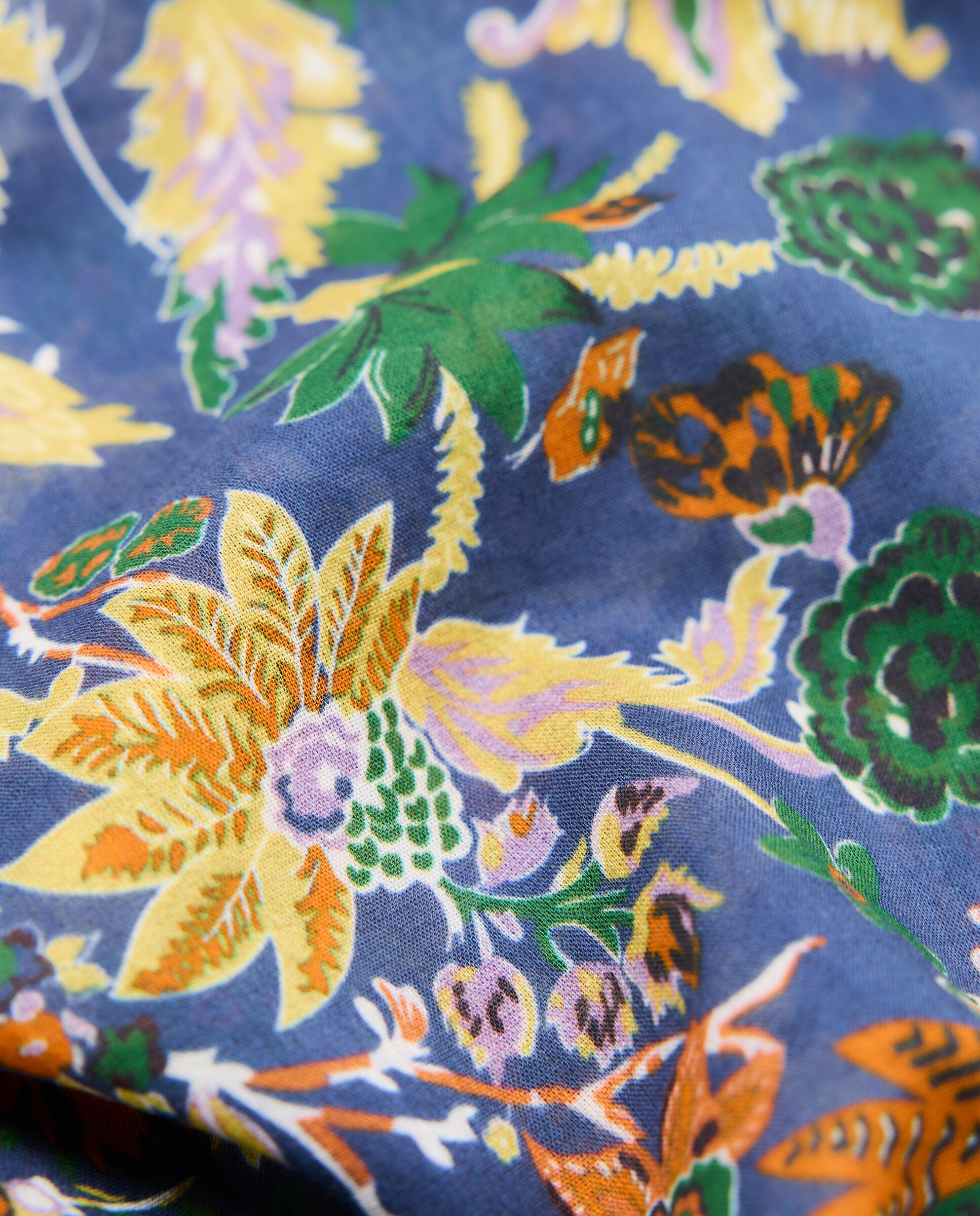 Pañuelo de mujer pequeño con estampado floral - Southern Cotton - Azul Azul-3