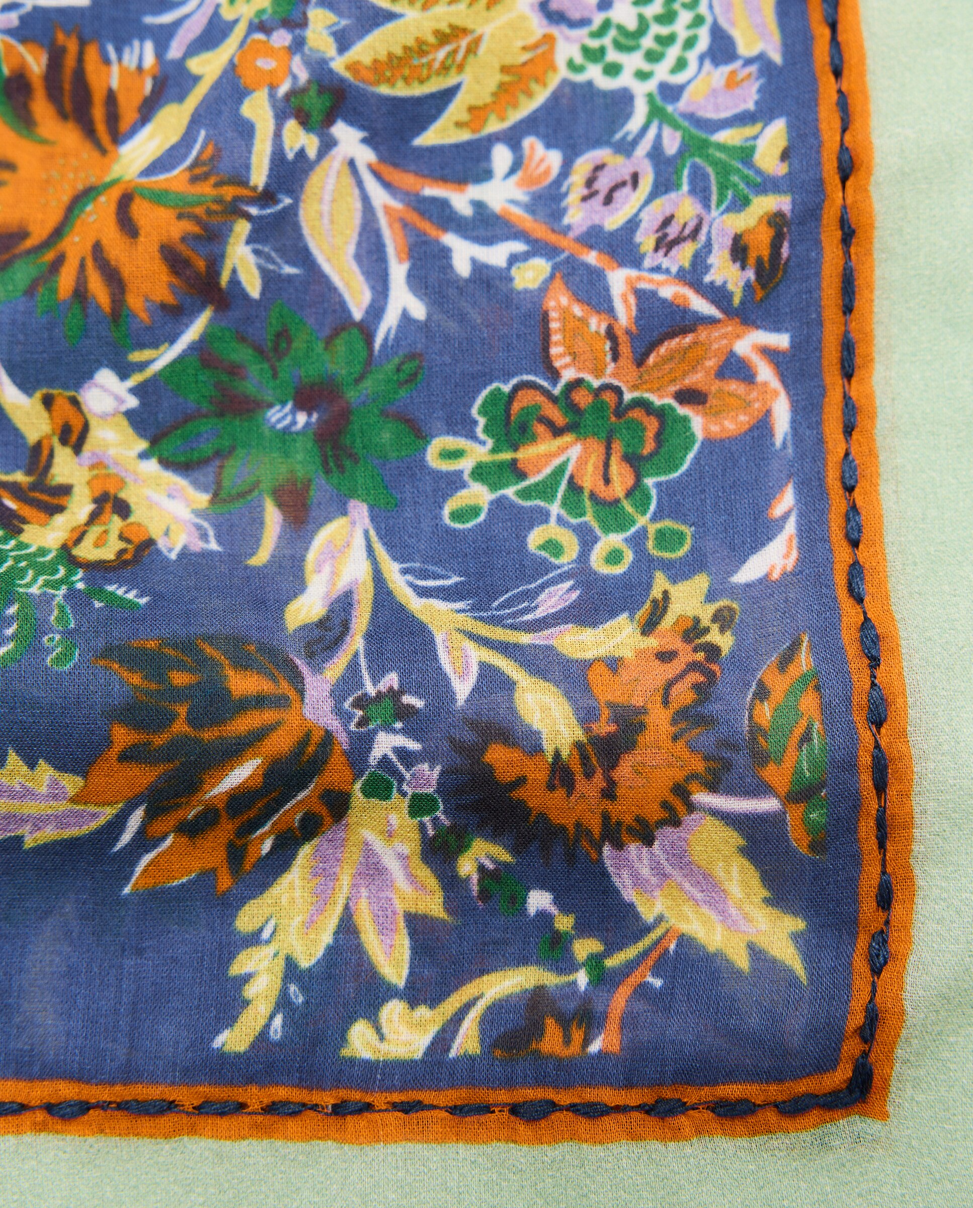 Pañuelo de mujer pequeño con estampado floral - Southern Cotton - Azul Azul-4
