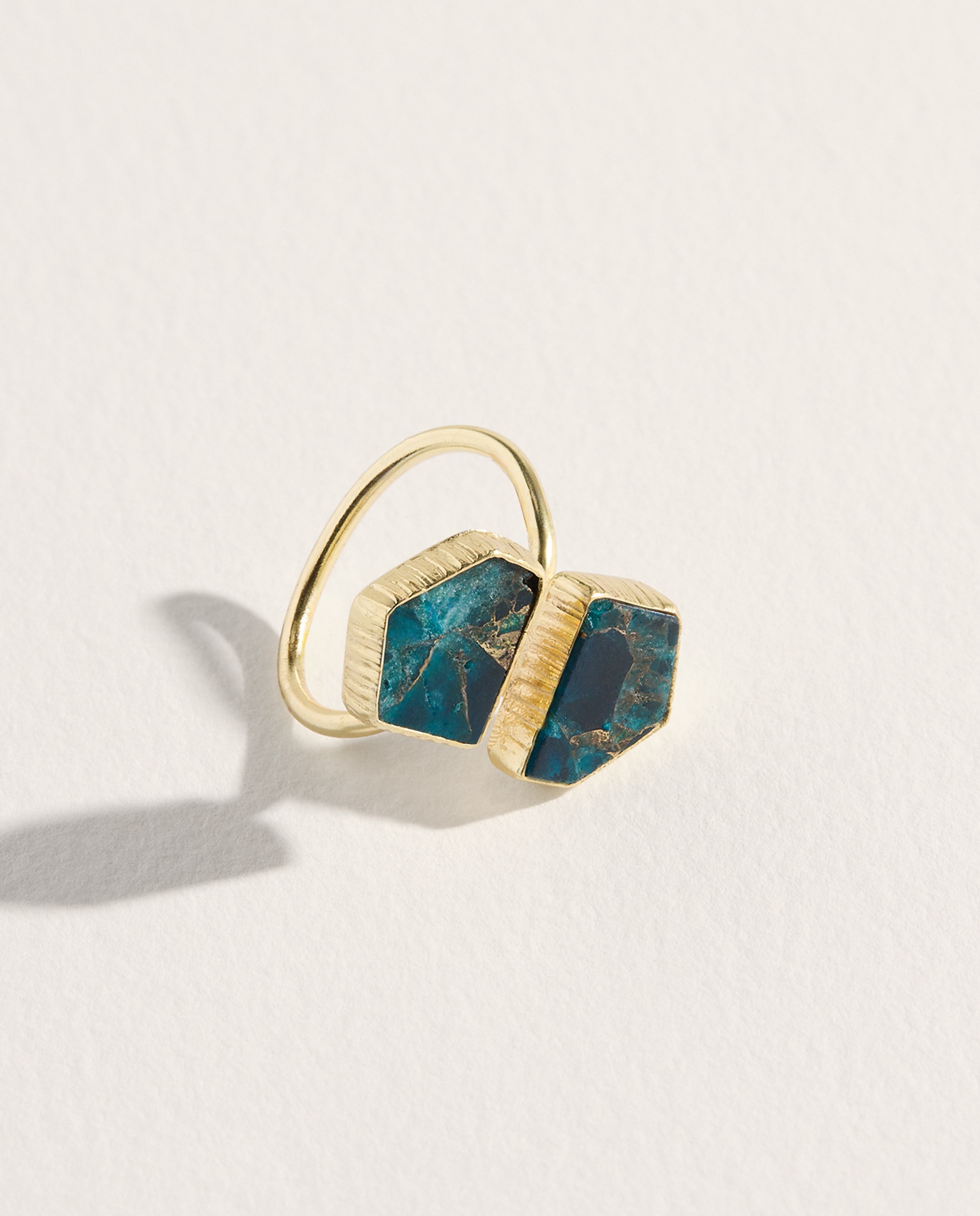 Anel com Pedra Dupla Marmoreada 390 Ouro-2