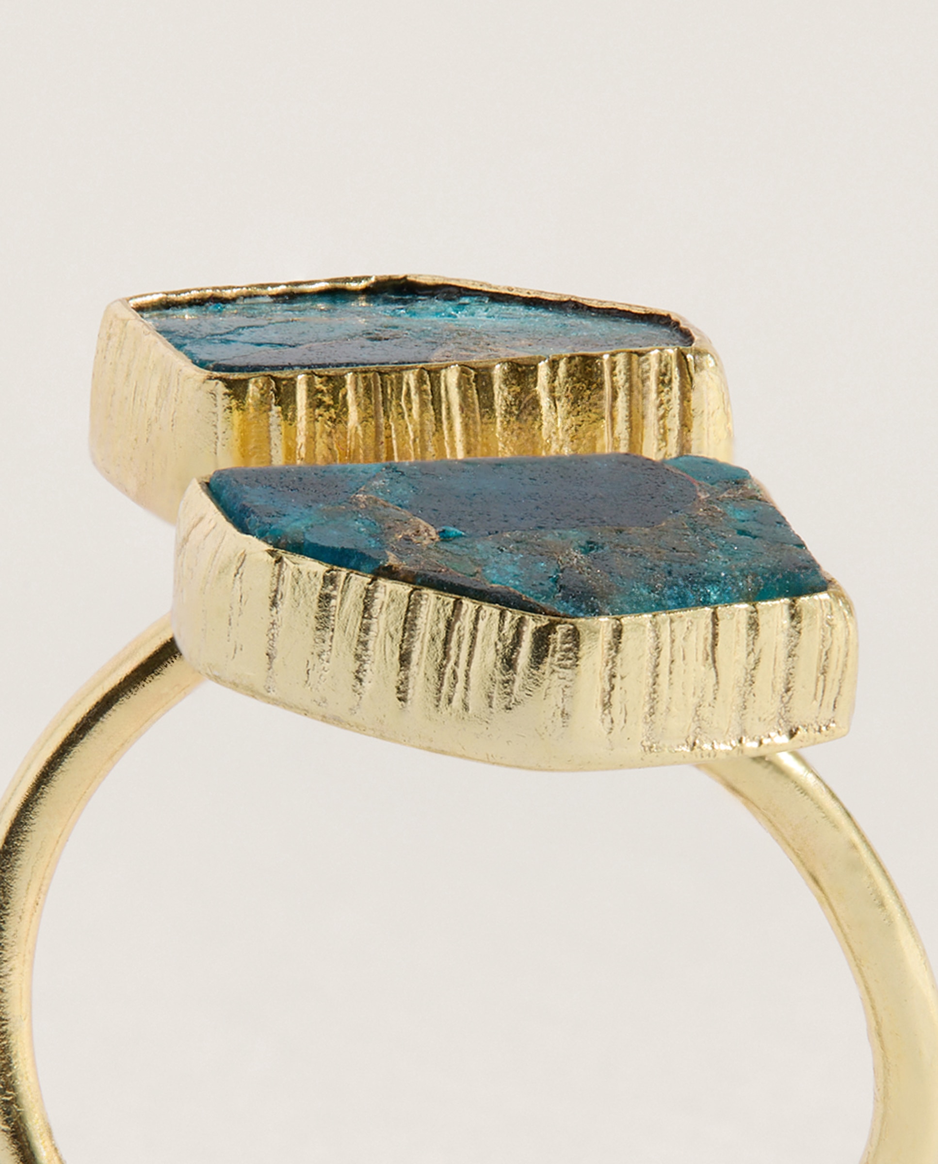 Anel com Pedra Dupla Marmoreada 390 Ouro-4