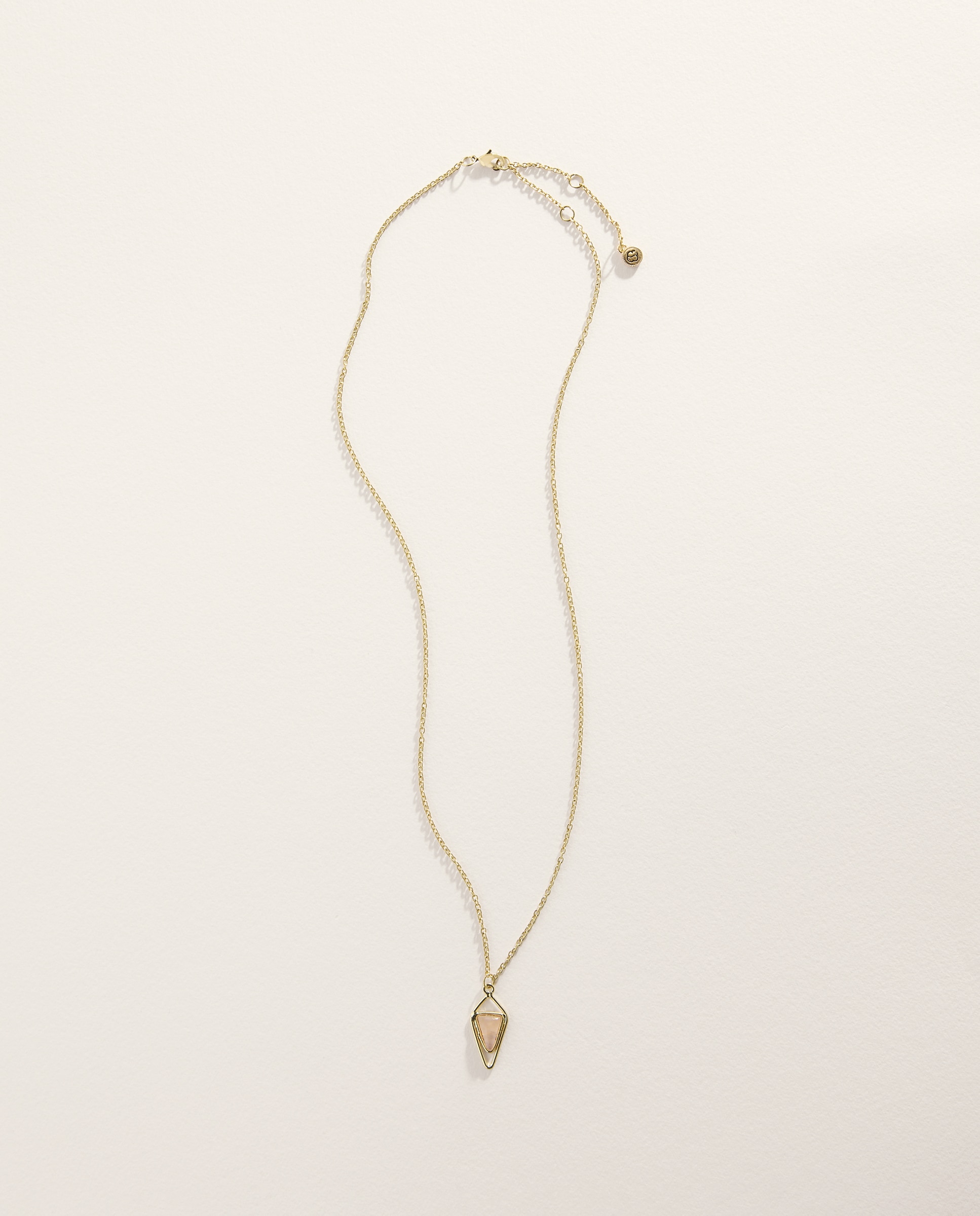 Colar Comprido com Pedra Rosa 390 Ouro-2