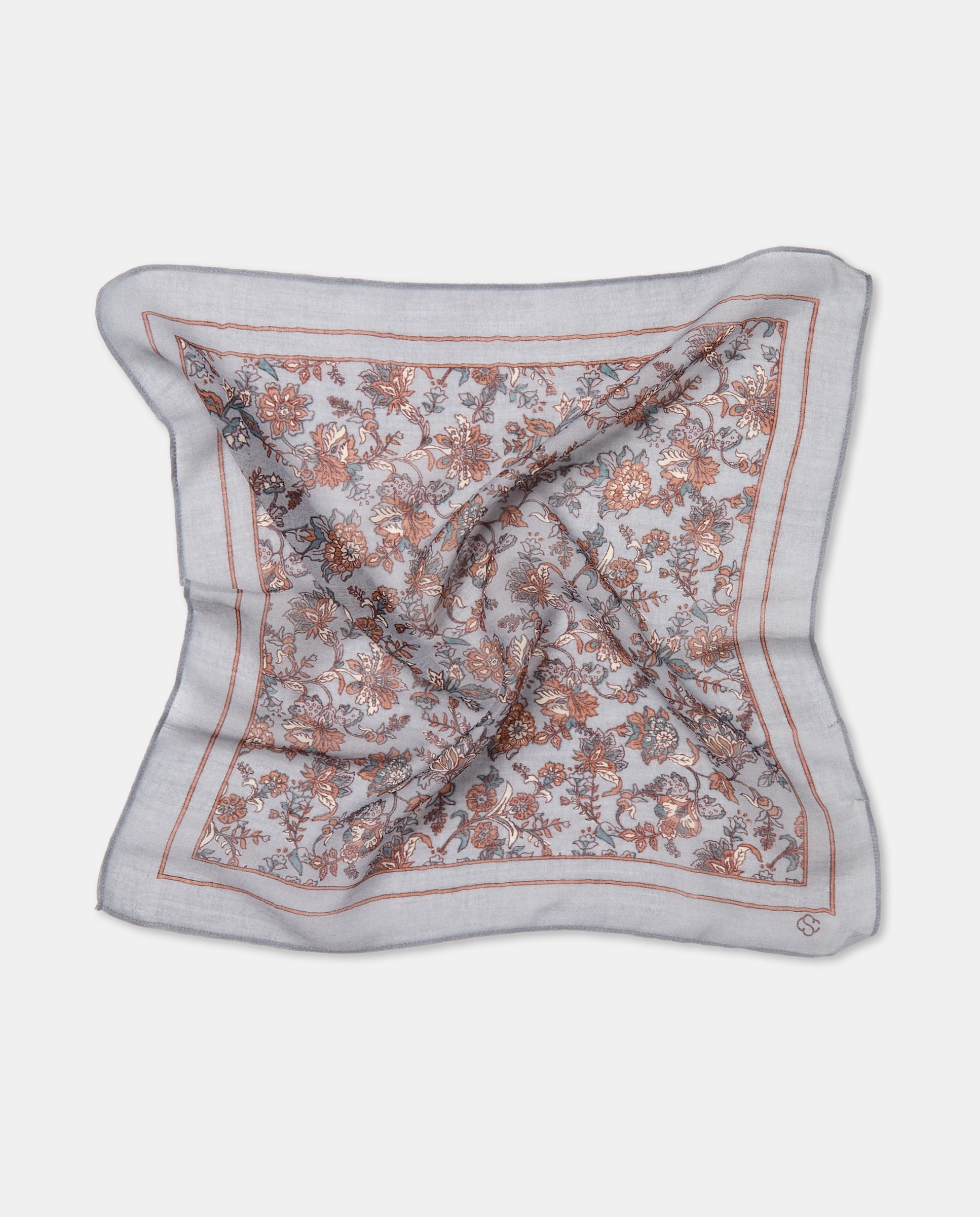 Lenço com Estampado Floral Preto-1